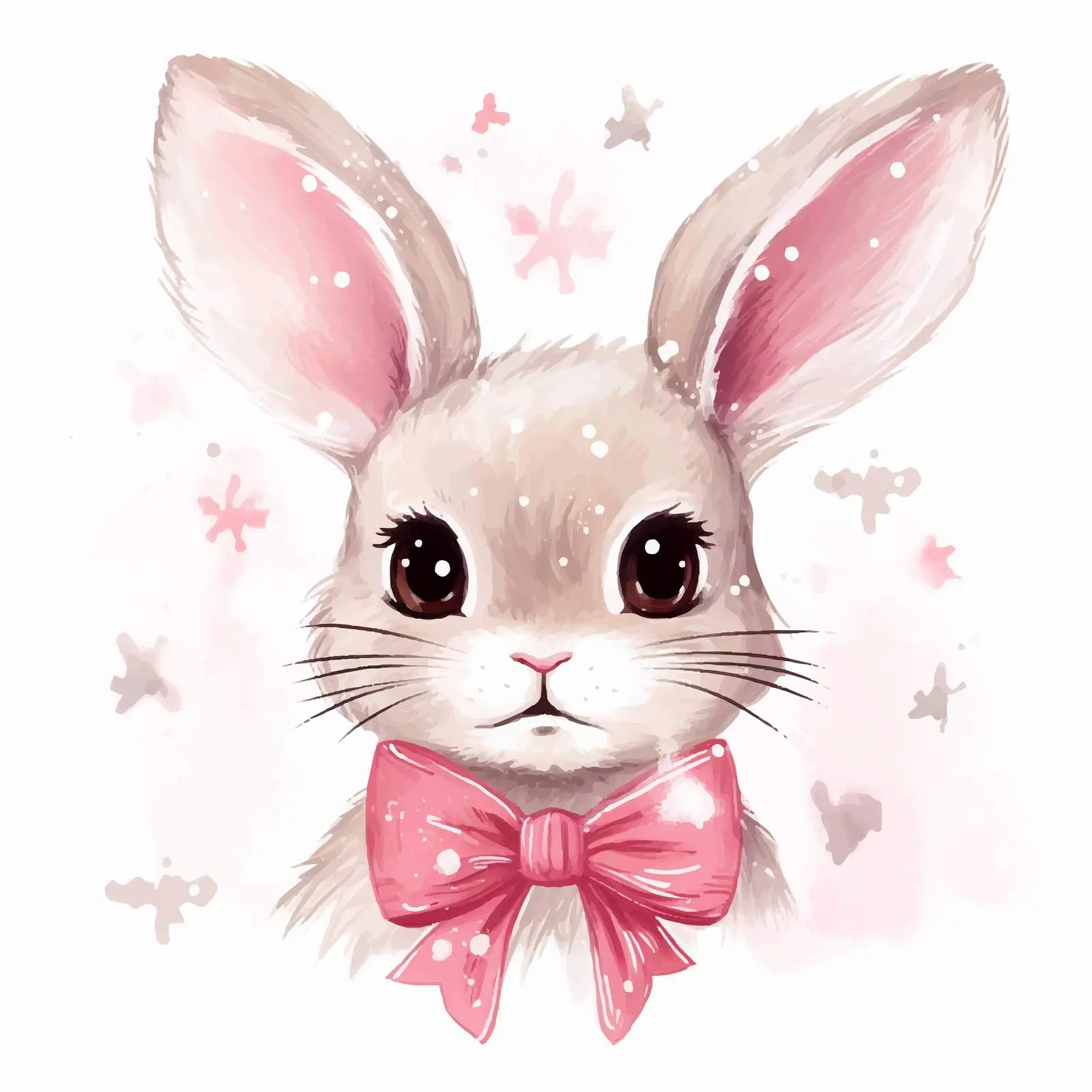 Cute Bunny with Pink Bow Portrait — free download from Dotvec