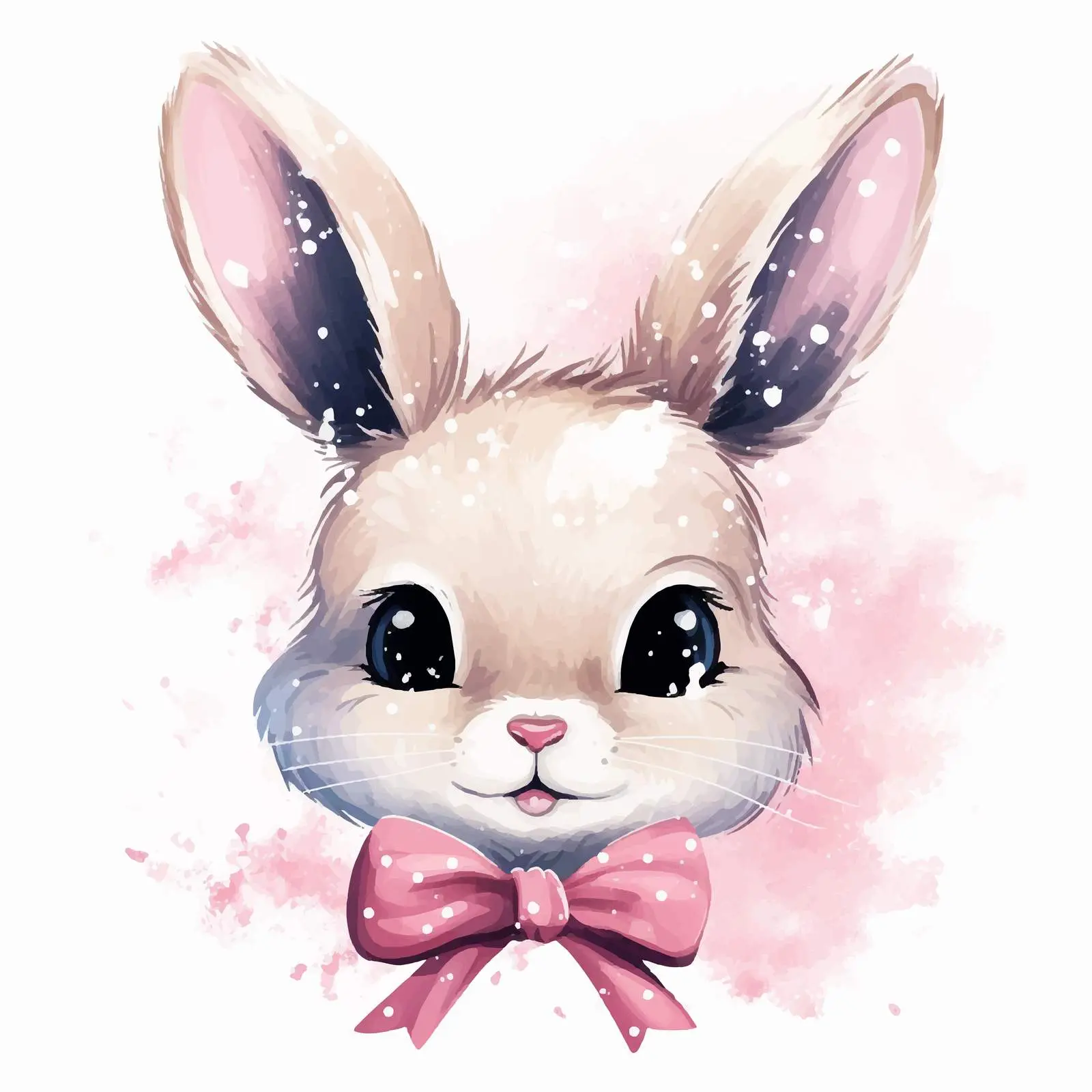 Cute Bunny with Pink Bow Vector Art — free download from Dotvec