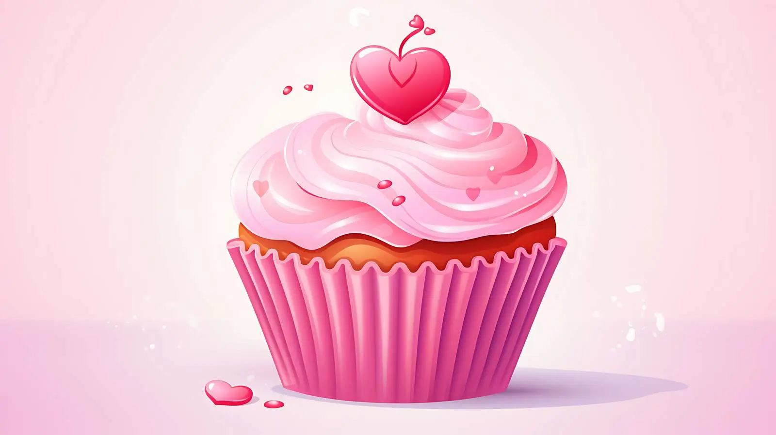 Sweet Pink Cupcake Heart Card — free download from Dotvec