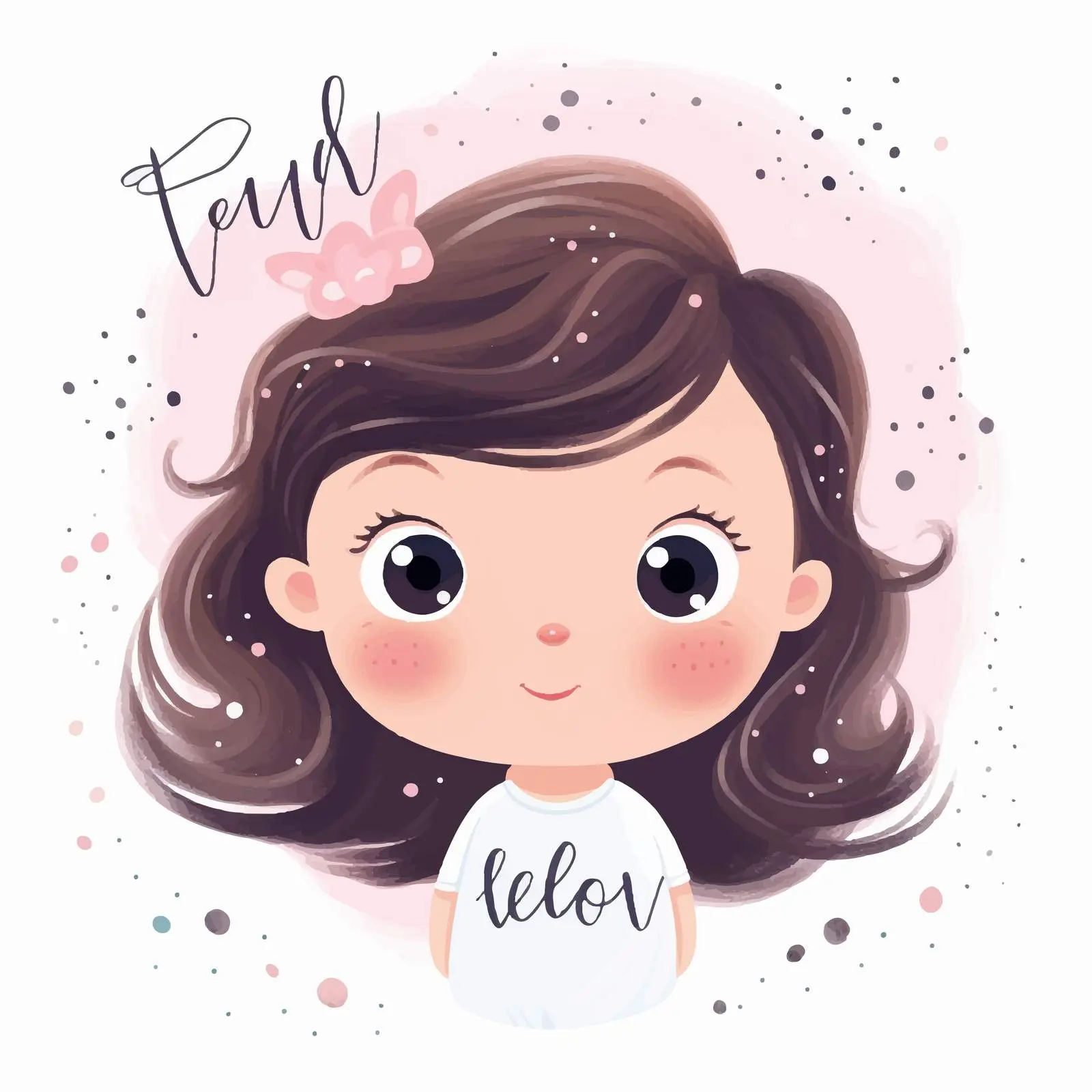 Doodle Style Newborn Card with Little Girl — free download from Dotvec