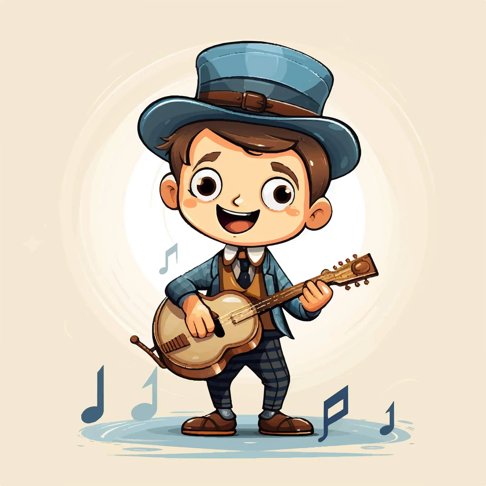 Cute Cartoon Character Playing Music Instrument — free download from Dotvec