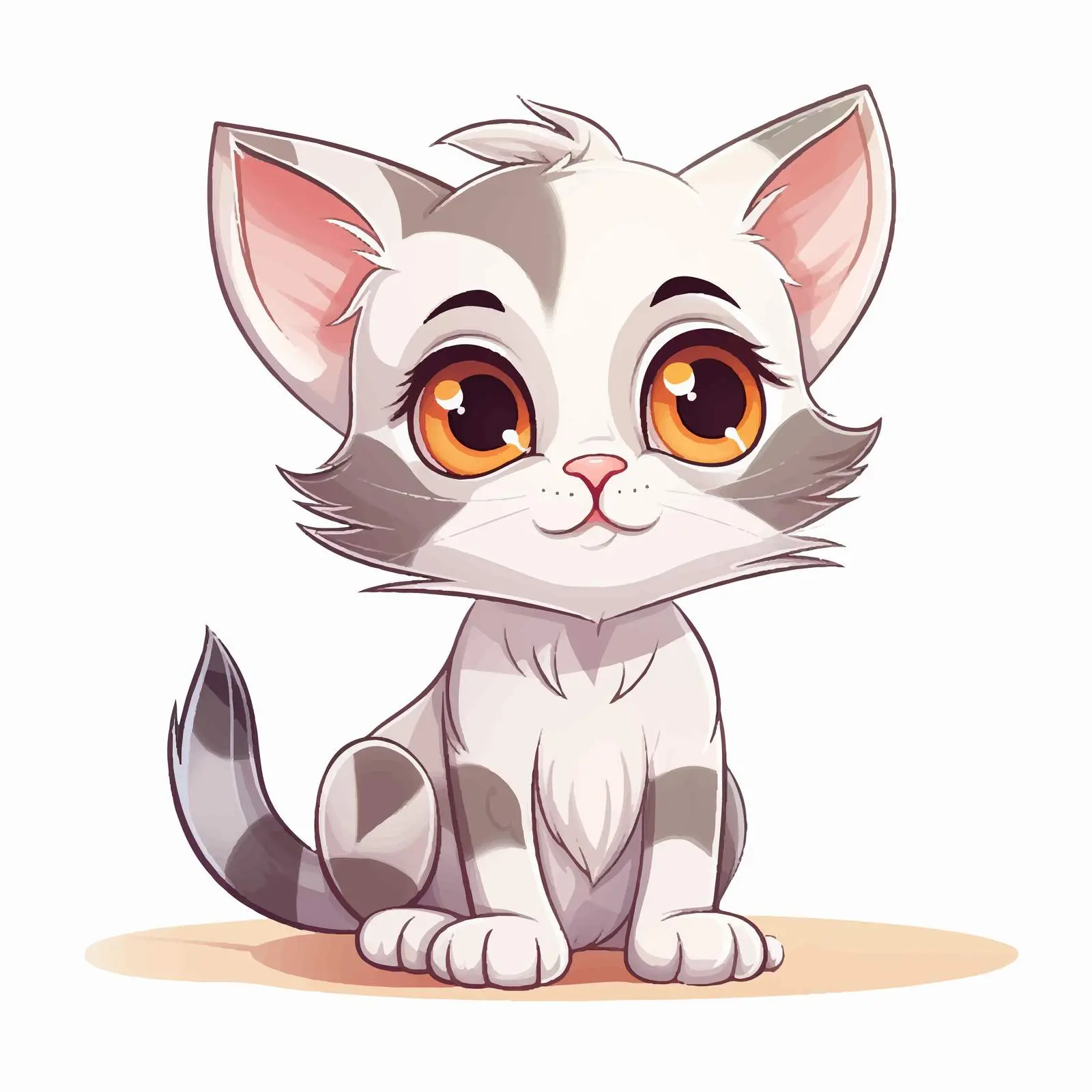 Adorable Cartoon Kitten with Big Eyes — free download from Dotvec