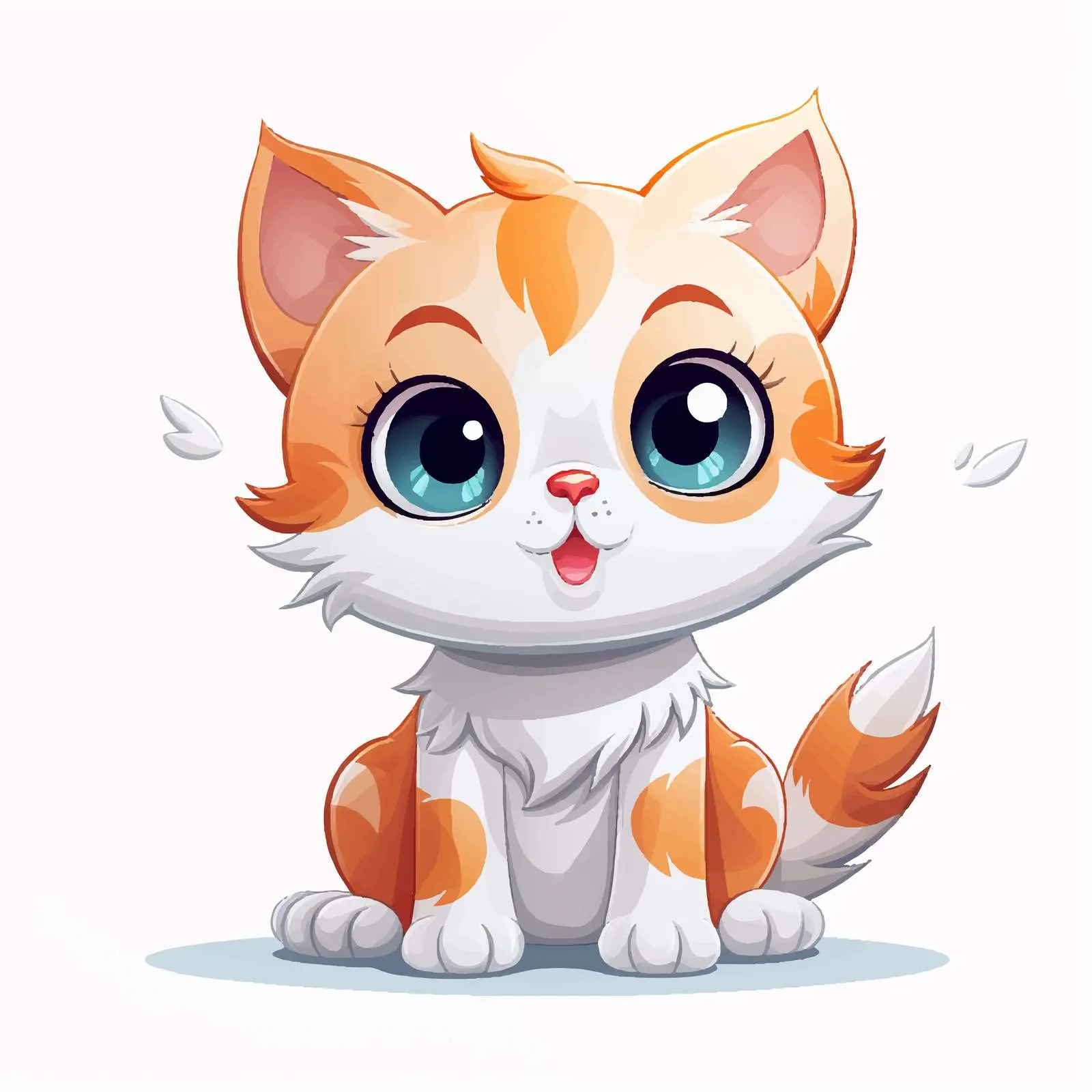 Cute Cartoon Kitten with Big Eyes Vector Art — free download from Dotvec