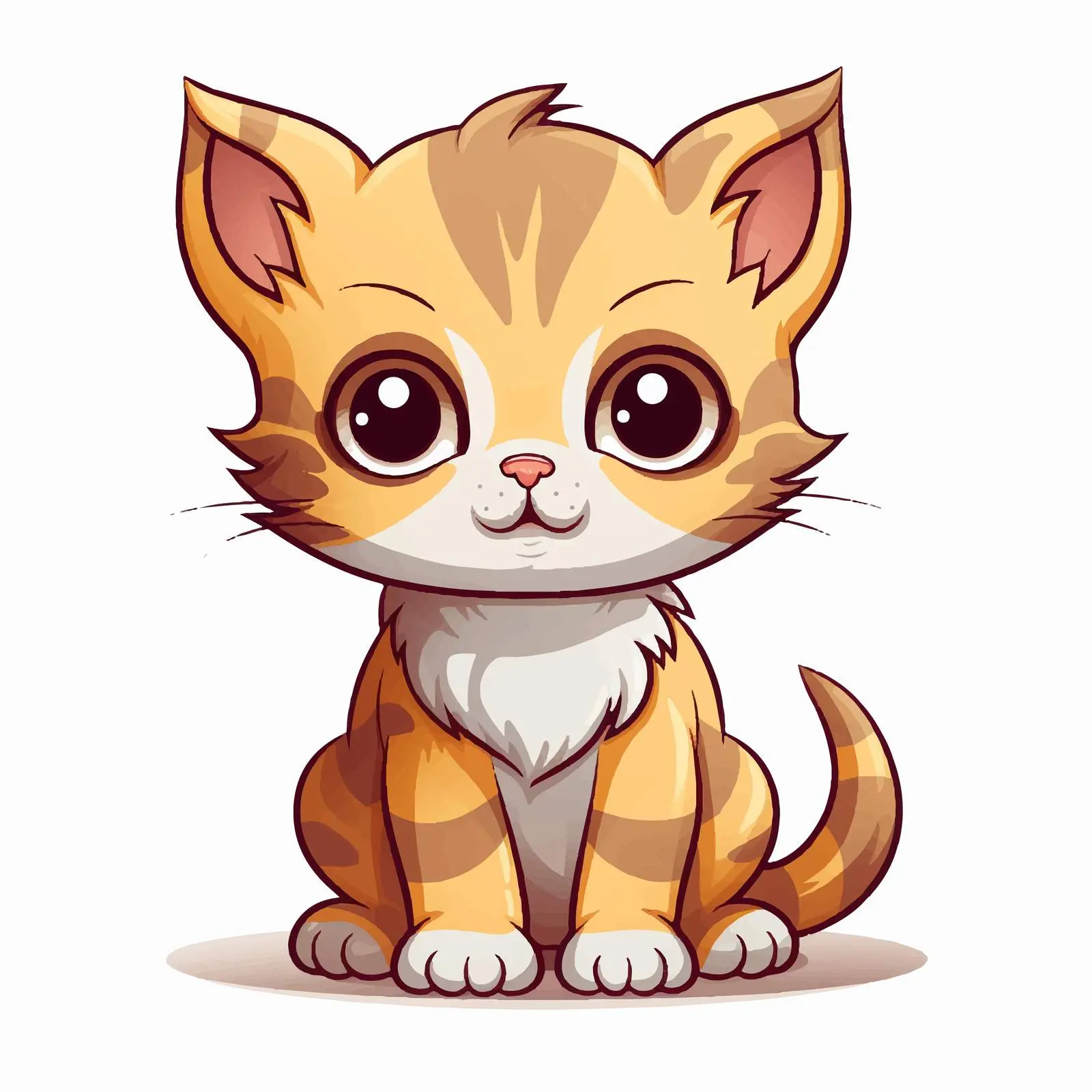 Adorable Cartoon Kitten with Large Eyes – free vector pet image from Dotvec