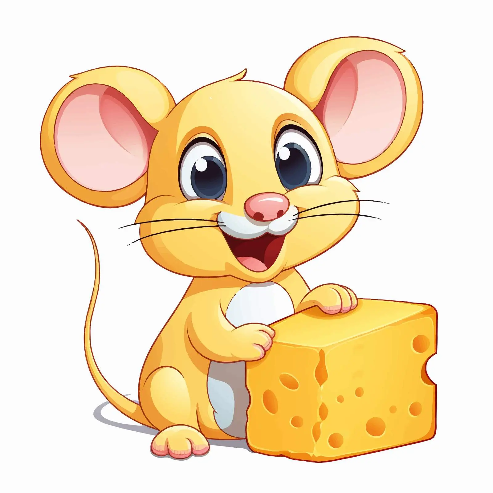 Cute Cartoon Mouse with Cheese Block Vector — free download from Dotvec