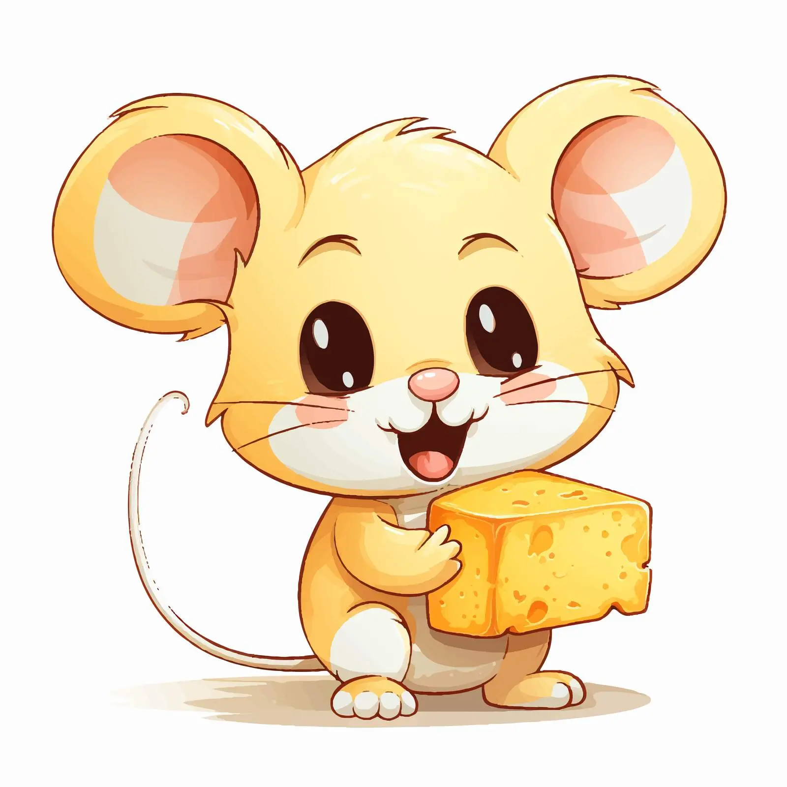 Cute Cartoon Mouse with Cheese Block Vector — free download from Dotvec