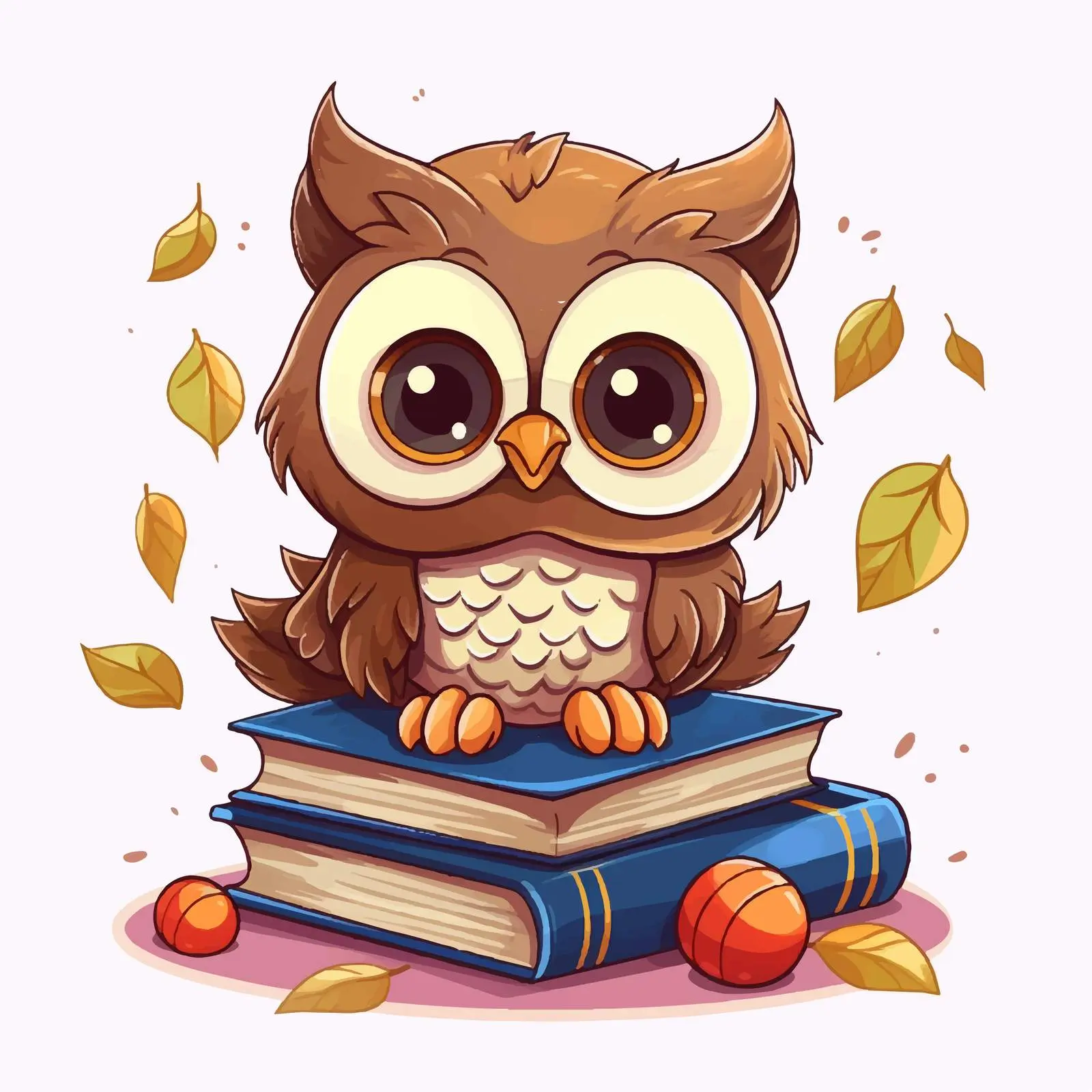 Cute Cartoon Owl Sitting on Books Vector Art — free download from Dotvec