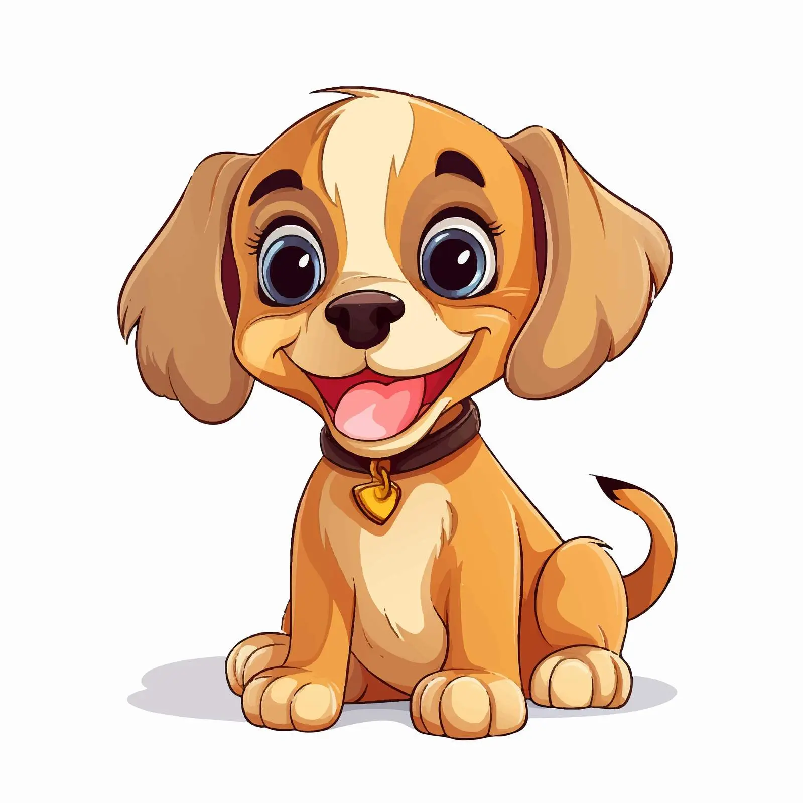 Cute Cartoon Puppy Sitting Happily — free download from Dotvec