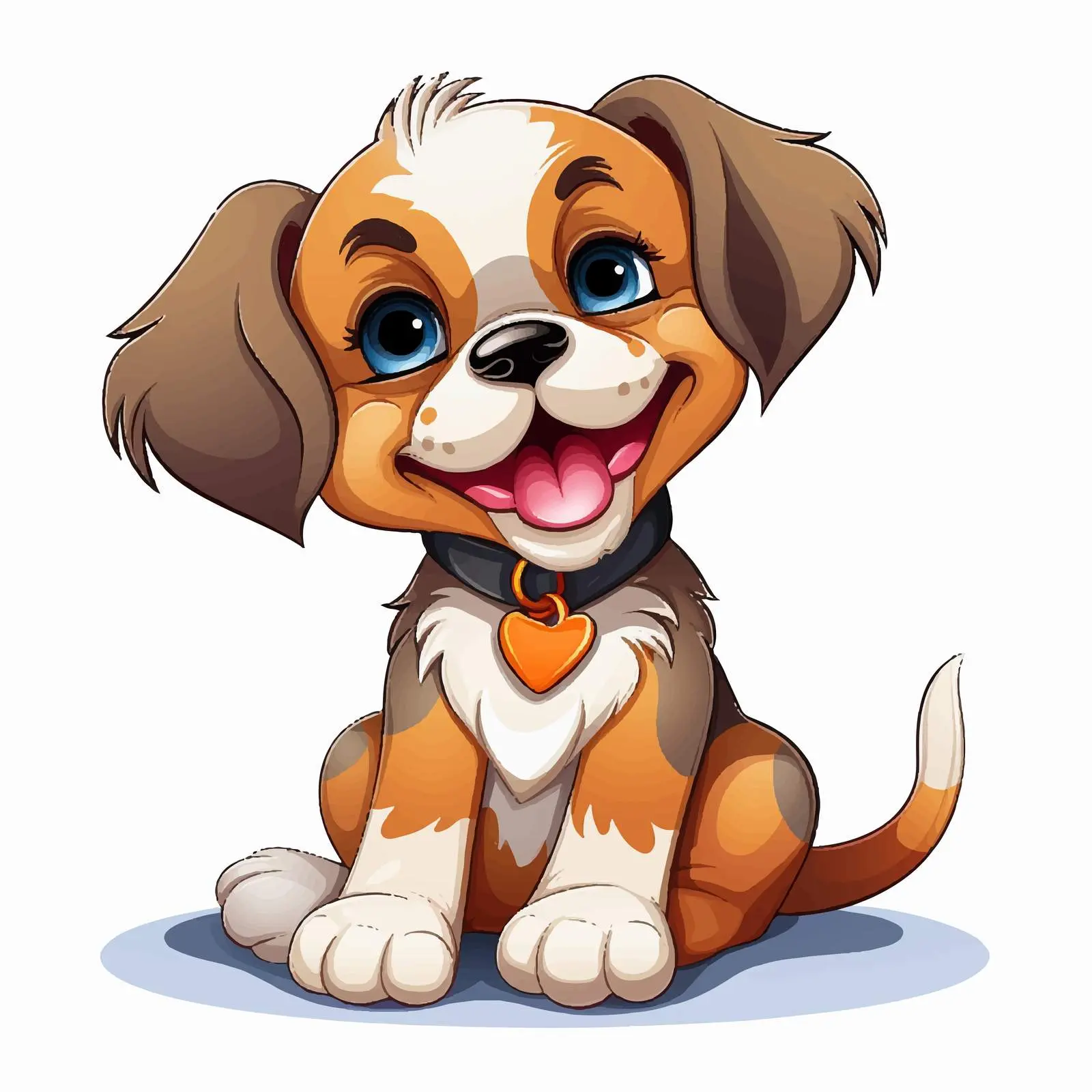 Happy Cartoon Puppy Sitting Vector Design — free download from Dotvec