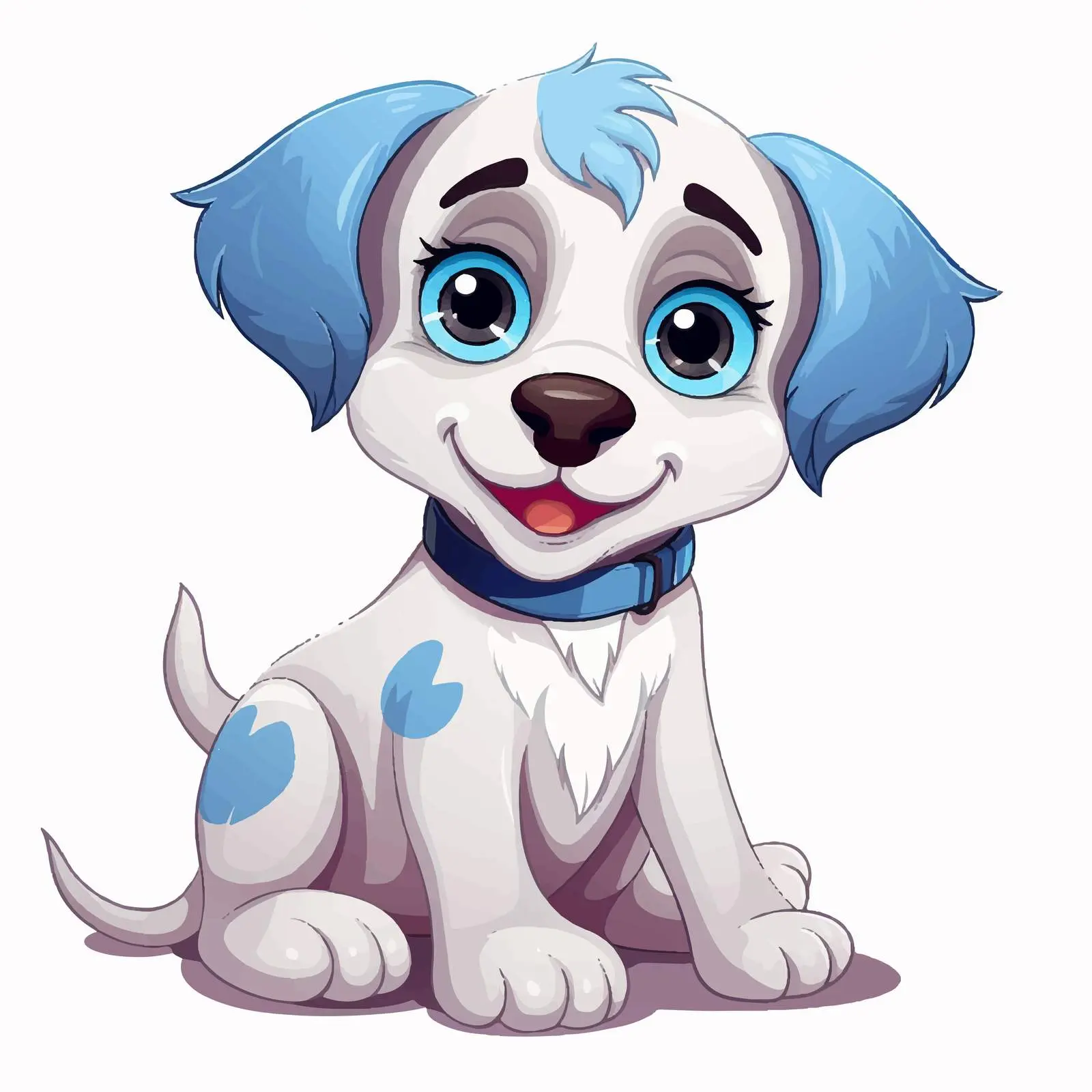 Cute Cartoon Puppy with Big Blue Eyes Vector — free download from Dotvec