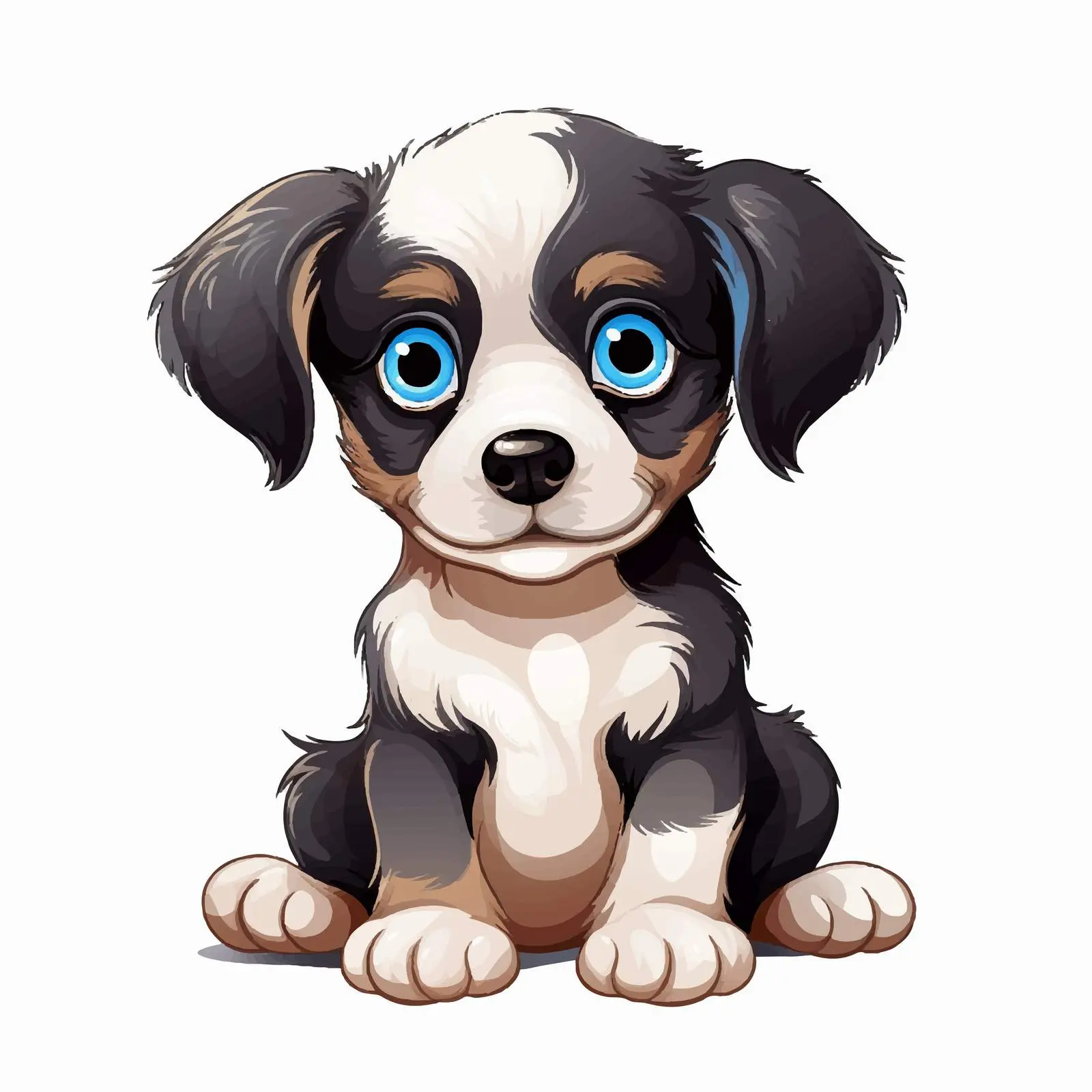 Cute Cartoon Puppy with Blue Eyes Vector Art — free download from Dotvec