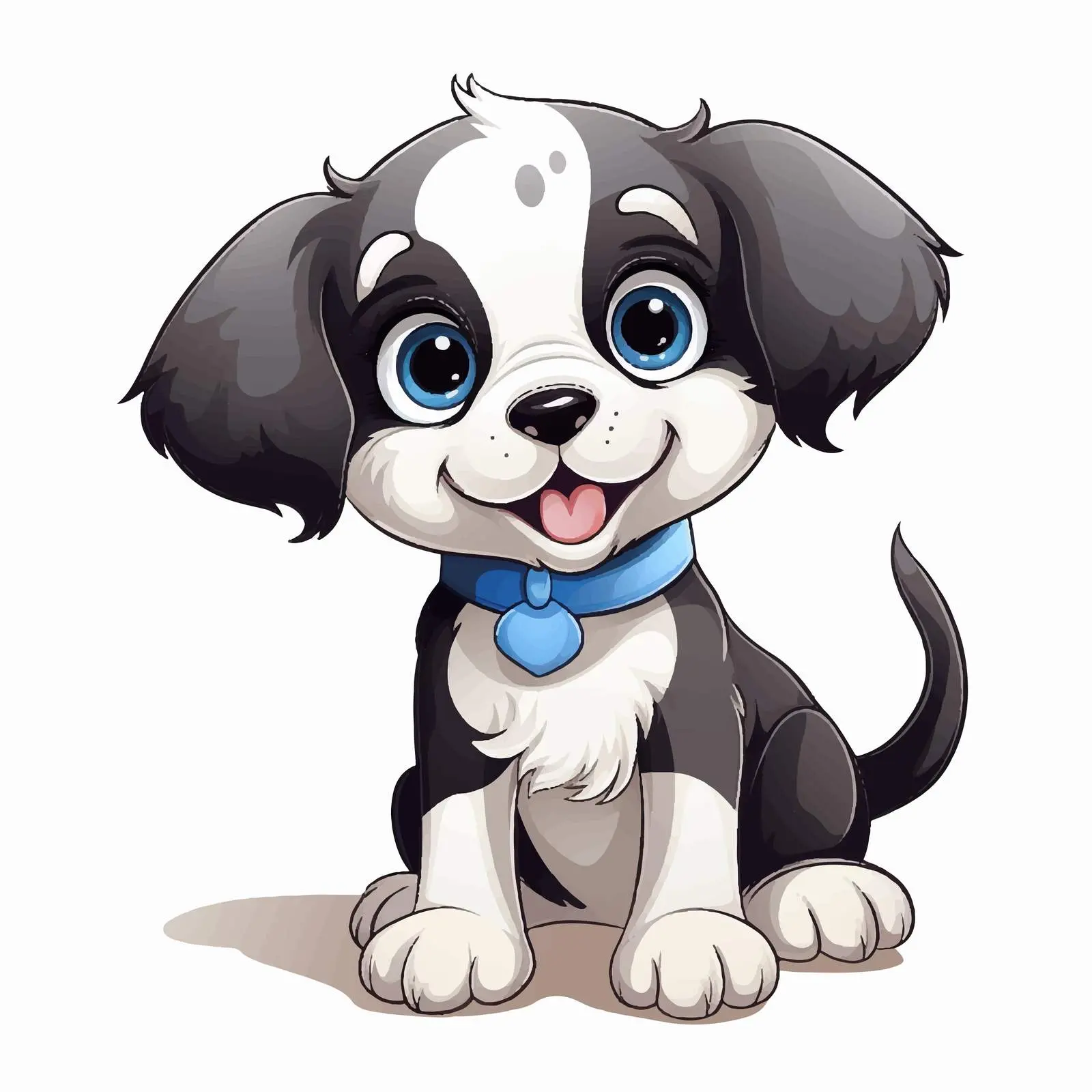 Cute Cartoon Puppy with Big Blue Eyes – free blue eyes image from Dotvec