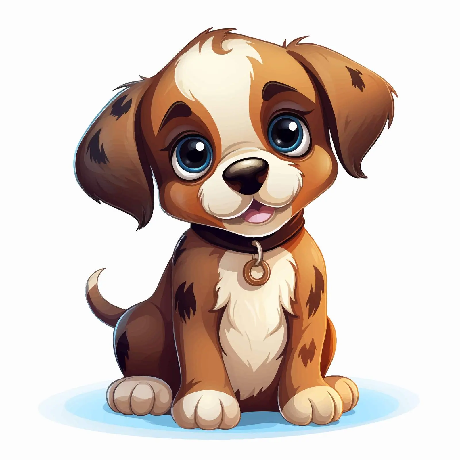 Cute Cartoon Puppy with Big Brown Eyes — free download from Dotvec