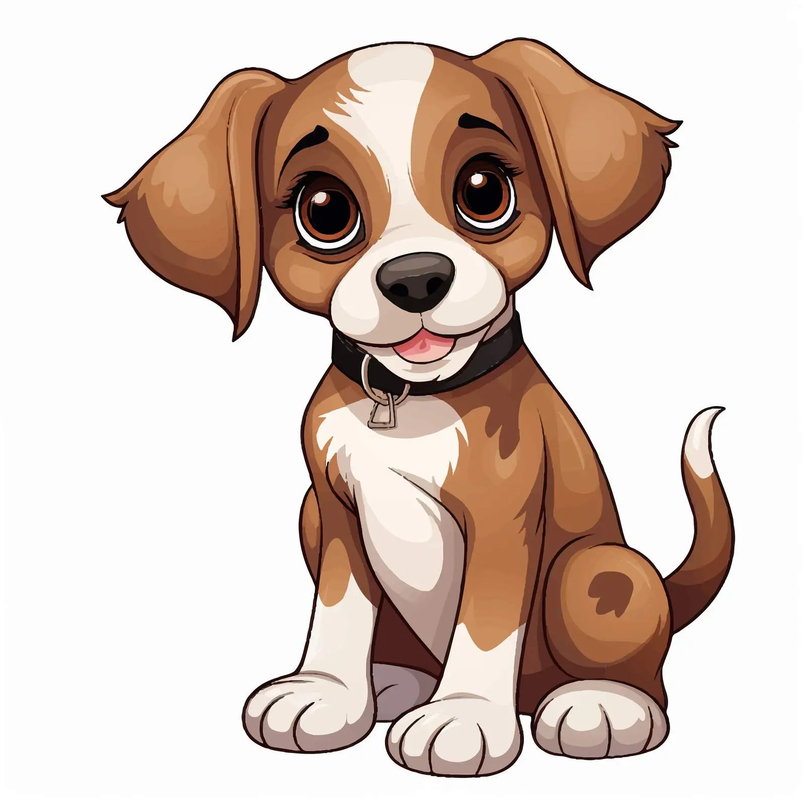 Adorable Cartoon Puppy with Big Brown Eyes – free vector pet image from Dotvec