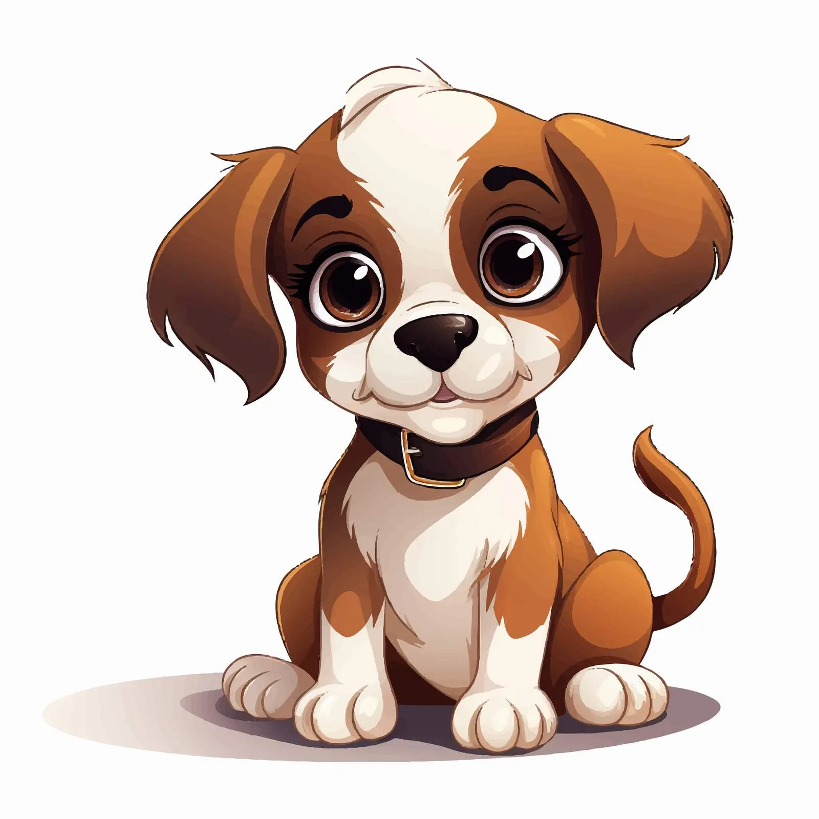 Cute Cartoon Puppy with Big Brown Eyes — free download from Dotvec