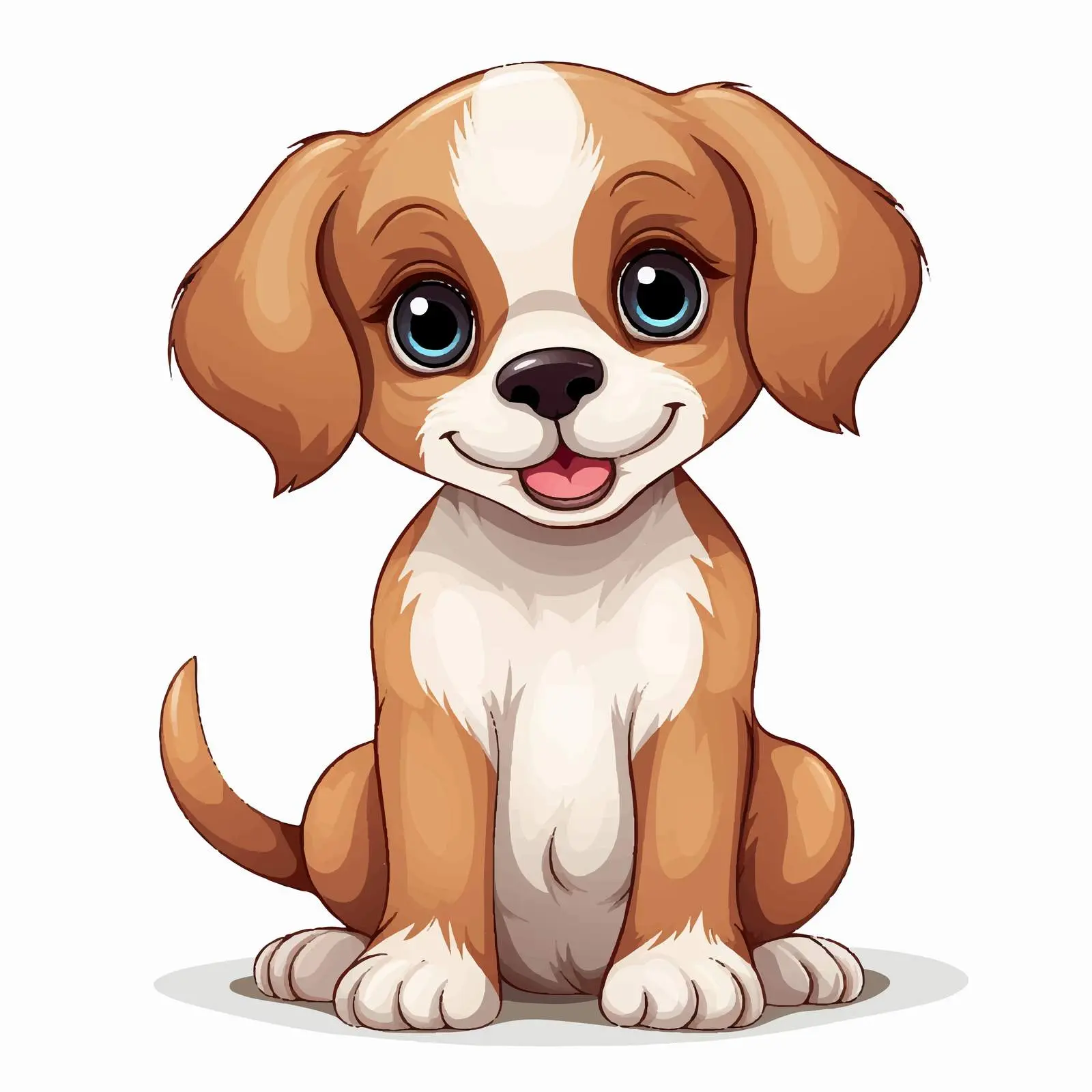 Cute Cartoon Puppy with Big Brown Eyes – free cartooning image from Dotvec