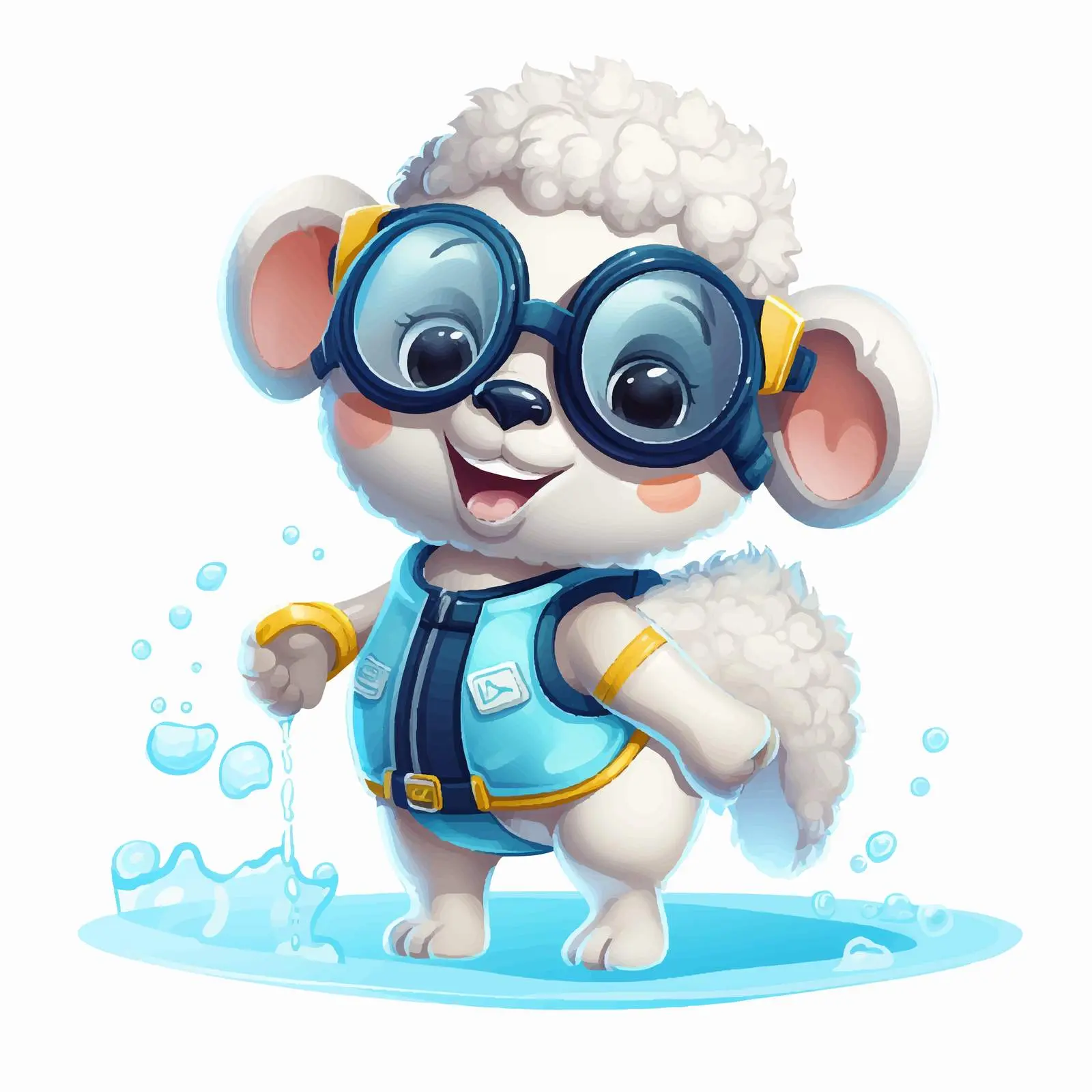 Cute Cartoon Sheep in Diving Gear — free download from Dotvec
