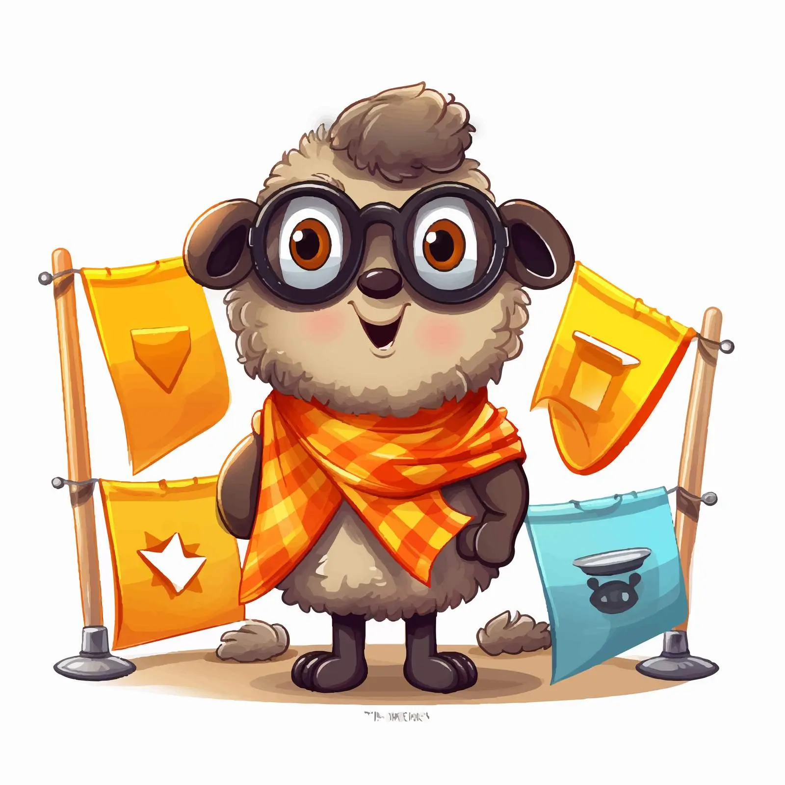 Cartoon Sheep Kindergarten Teacher with Flags – free teaching resources image from Dotvec