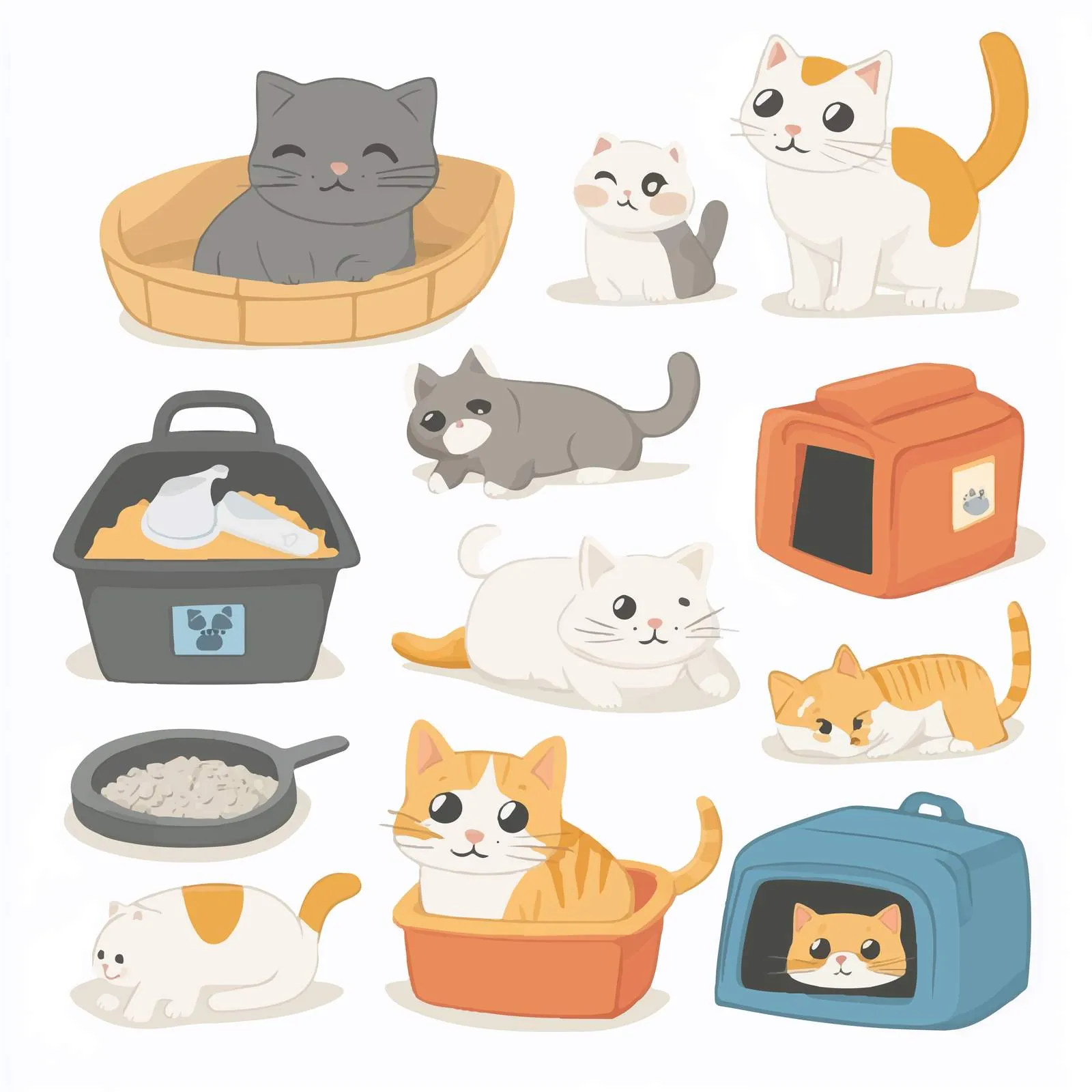 Cute Cat Activities and Supplies for Kittens — free download from Dotvec