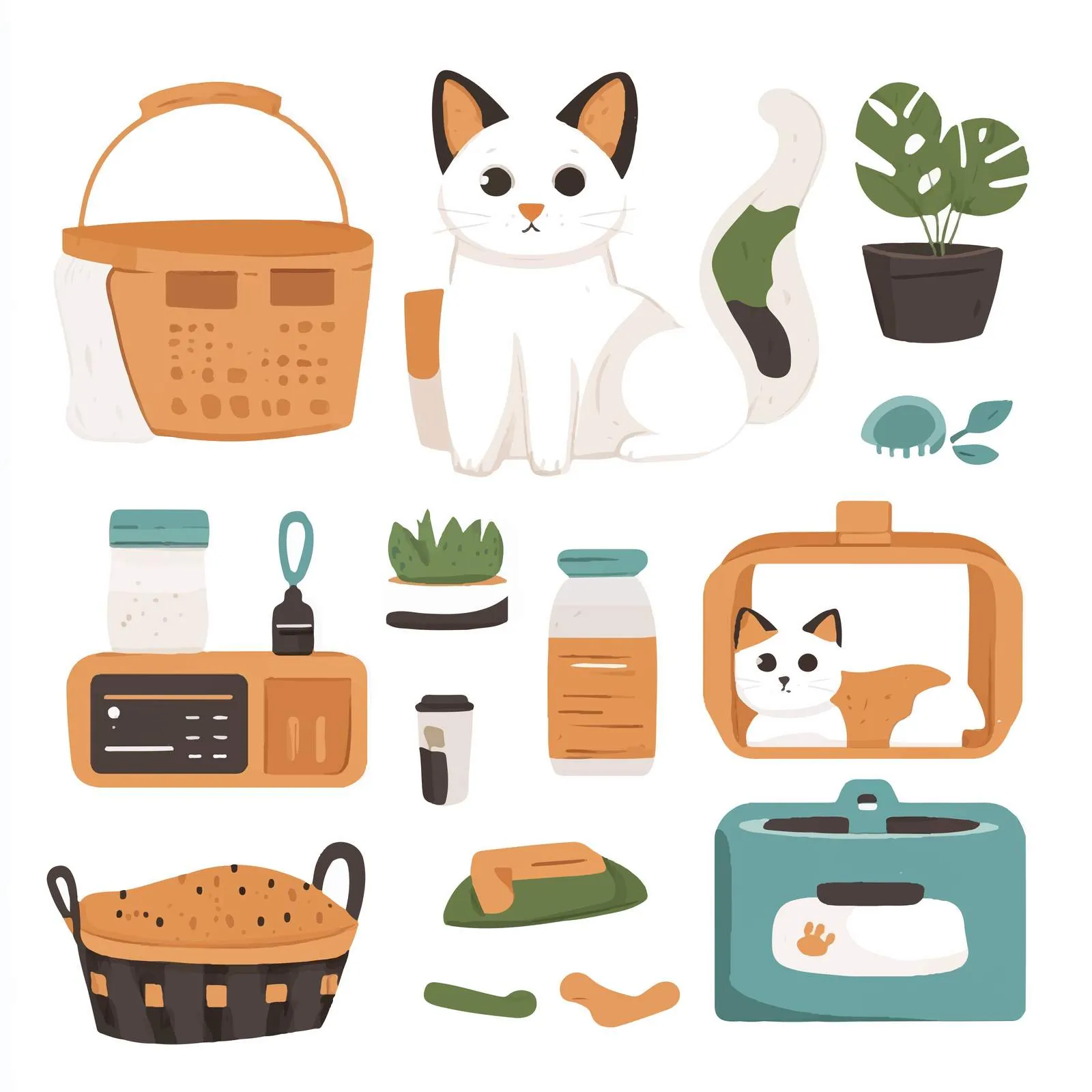 Funny Cat Activities and Supplies Vector Collection — free download from Dotvec