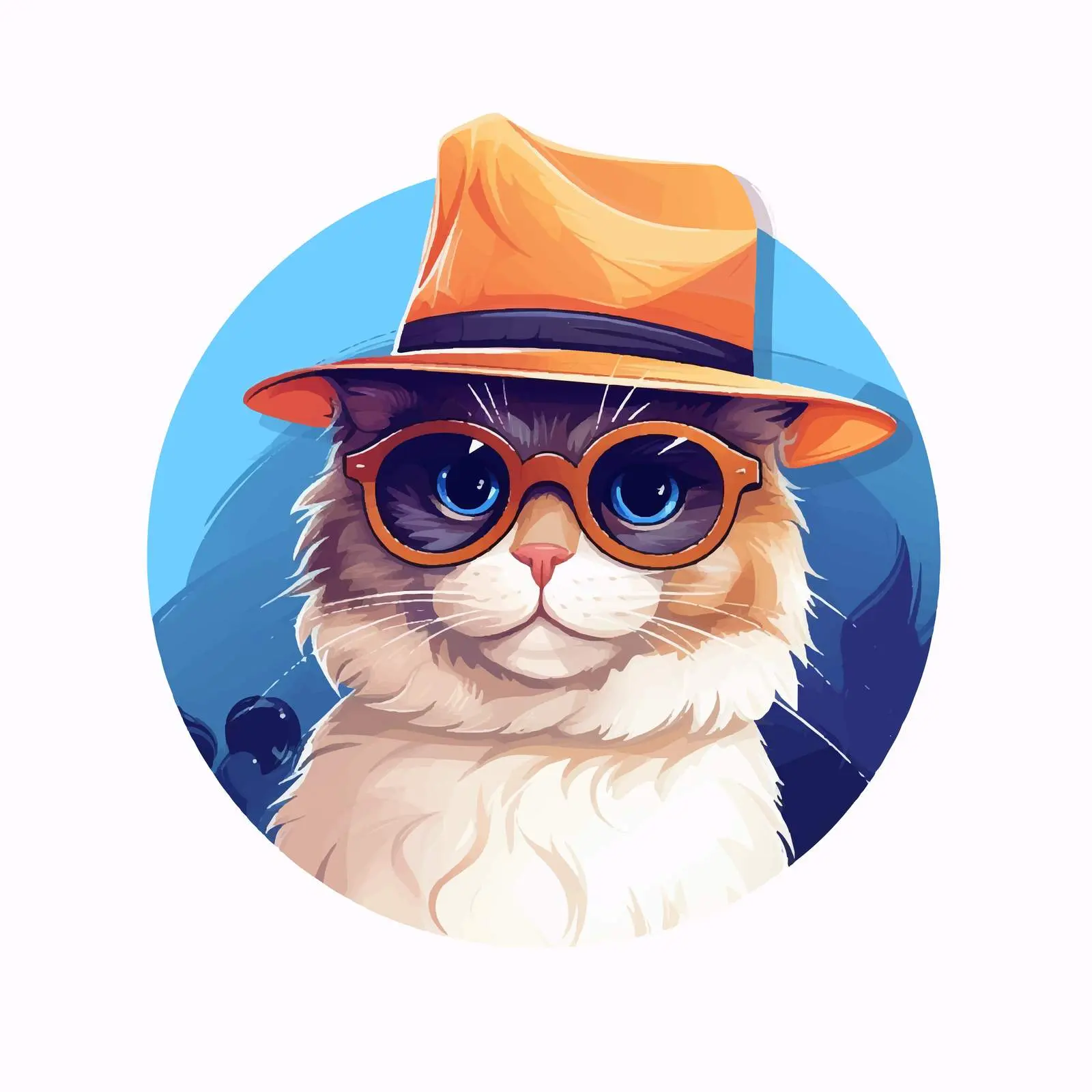 Cute Cat Character in Glasses and Panama Hat – free panama hat image from Dotvec
