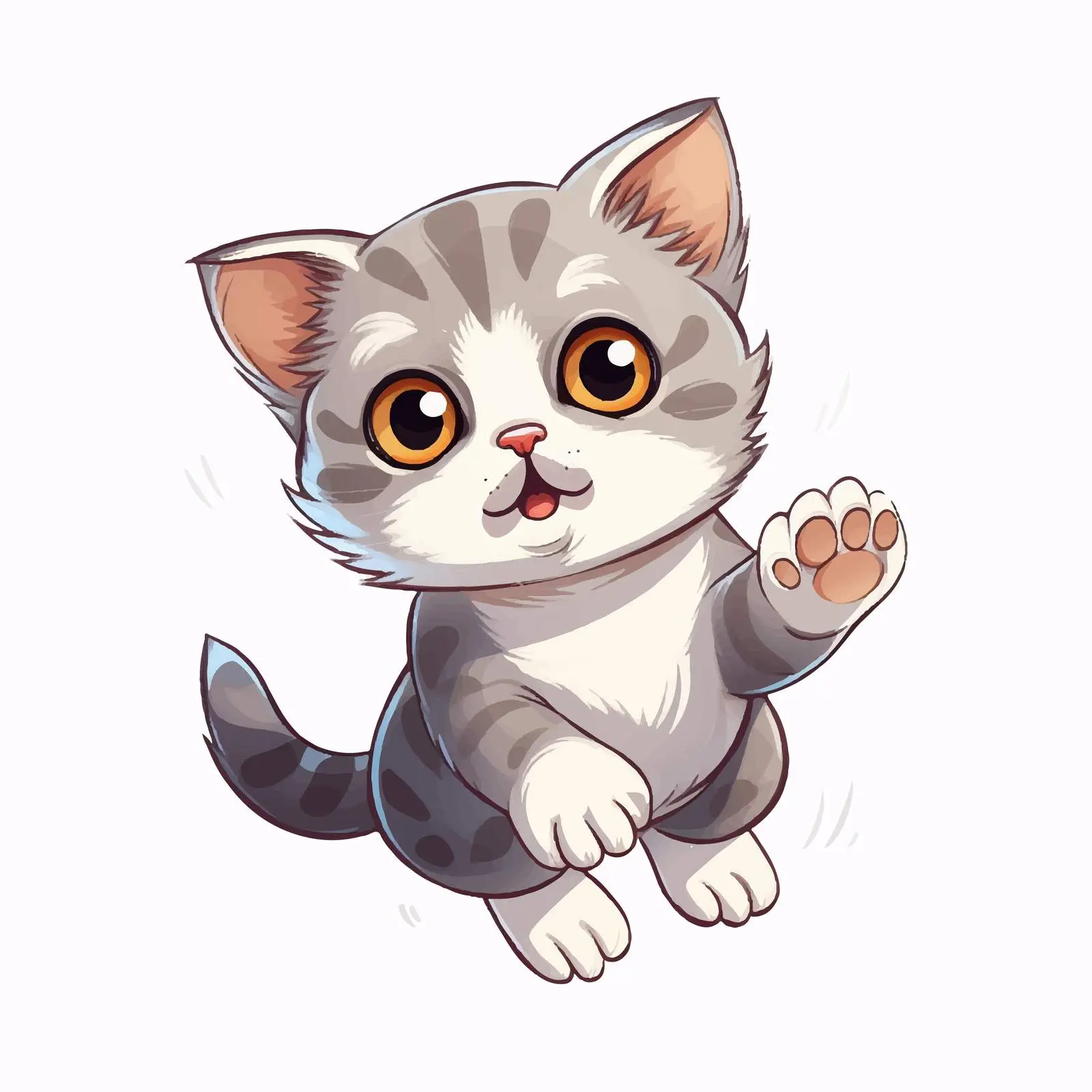 Cute Cat Jumping Vector Illustration on White Background – free whimsical cat image from Dotvec