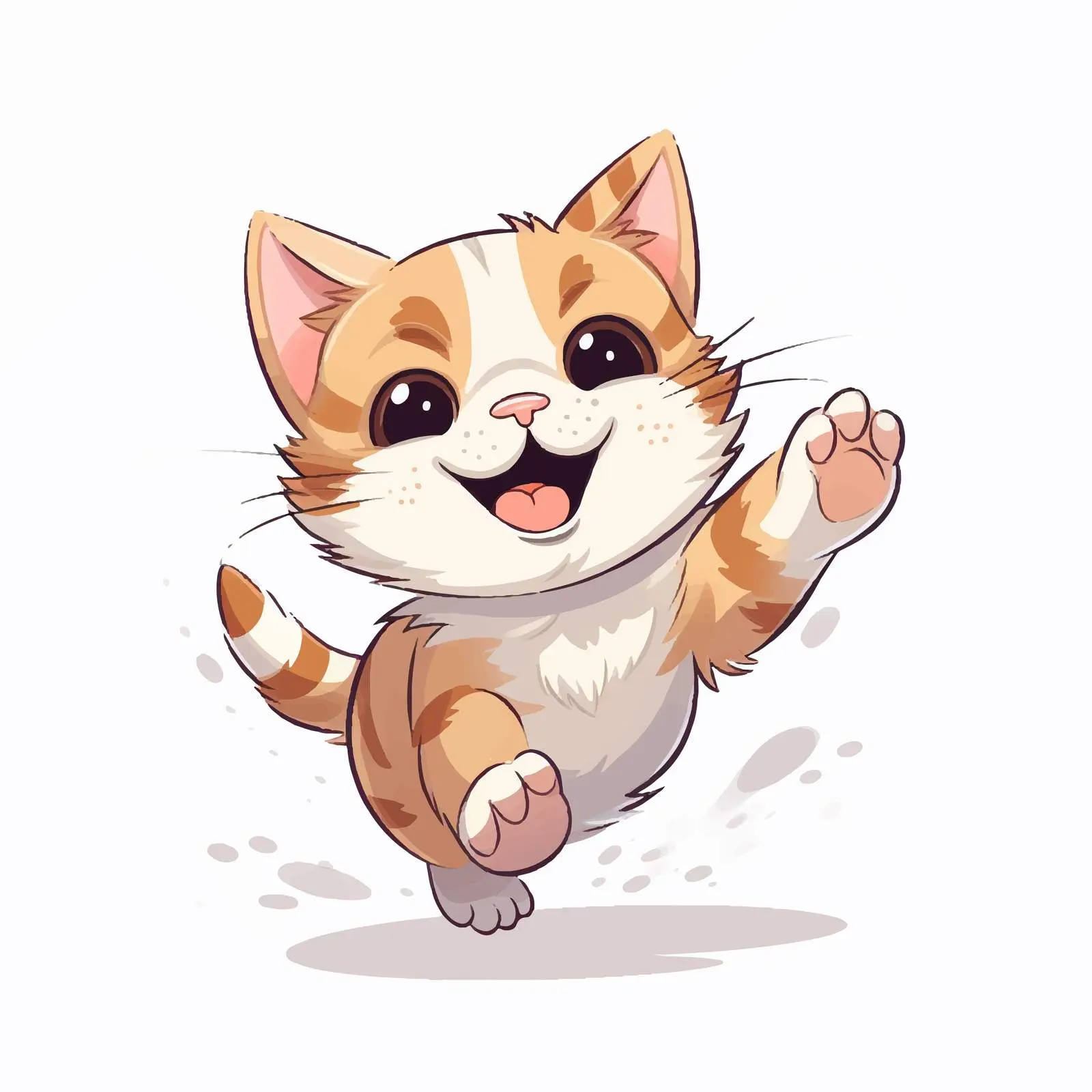 Cute Cat Jumping Vector Illustration on White Background – free vector pet image from Dotvec
