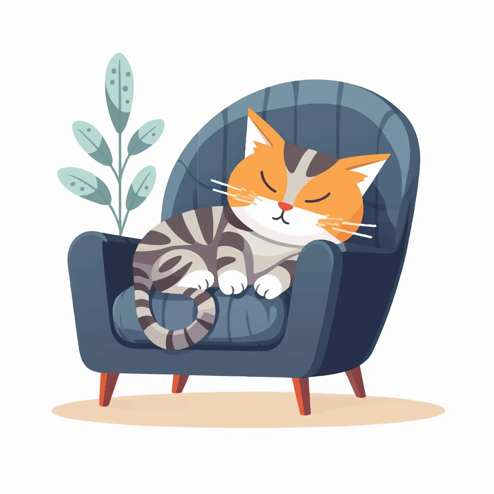 Adorable Sleeping Cat on Cozy Chair — free download from Dotvec