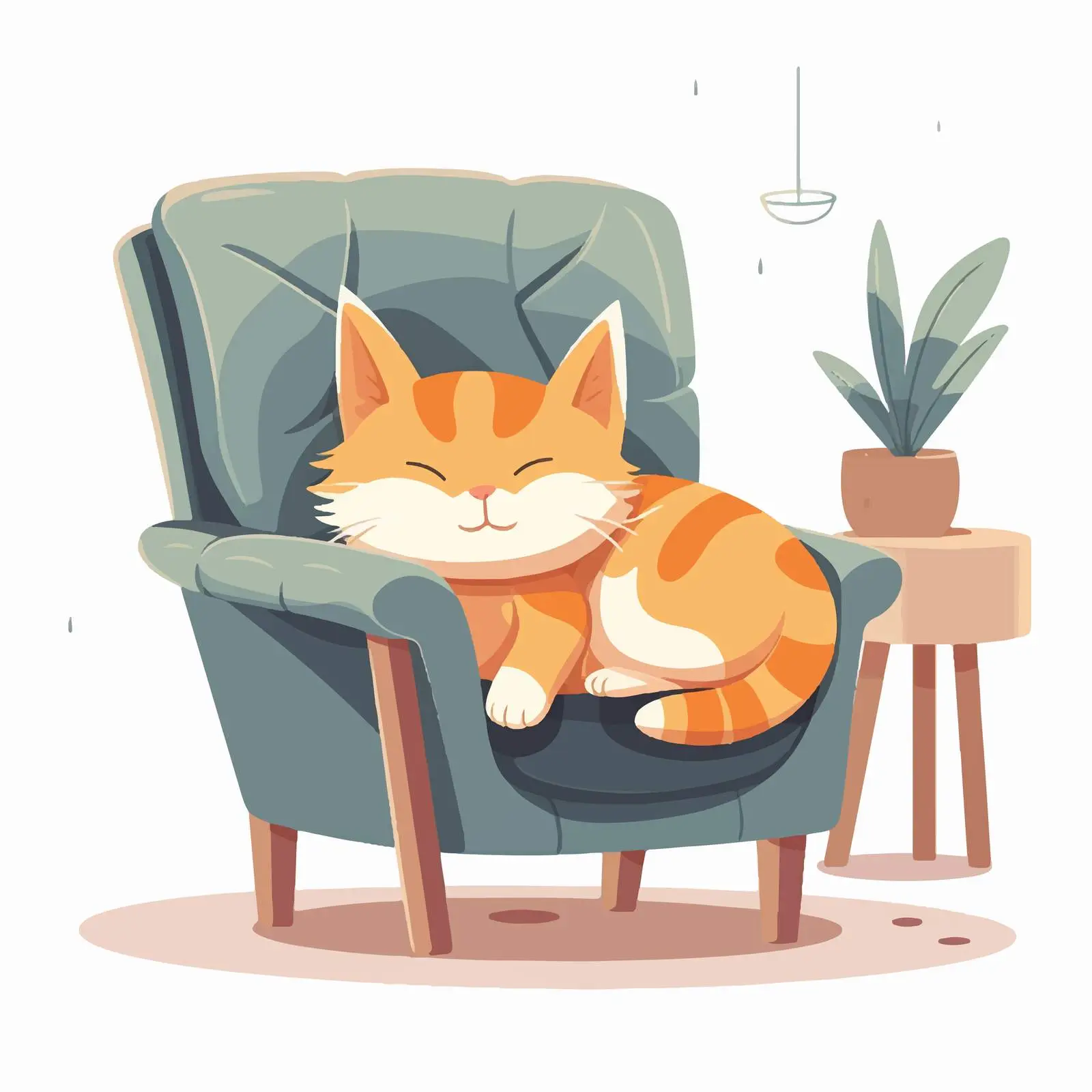 Adorable Sleeping Cat on Chair Vector — free download from Dotvec