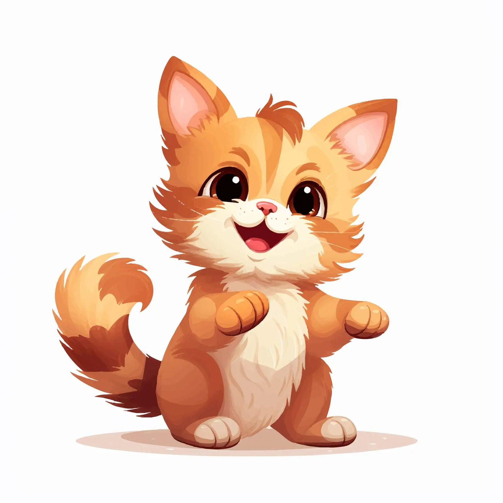 Playful Cat Stretching with Tail Raised – free cat vector image from Dotvec