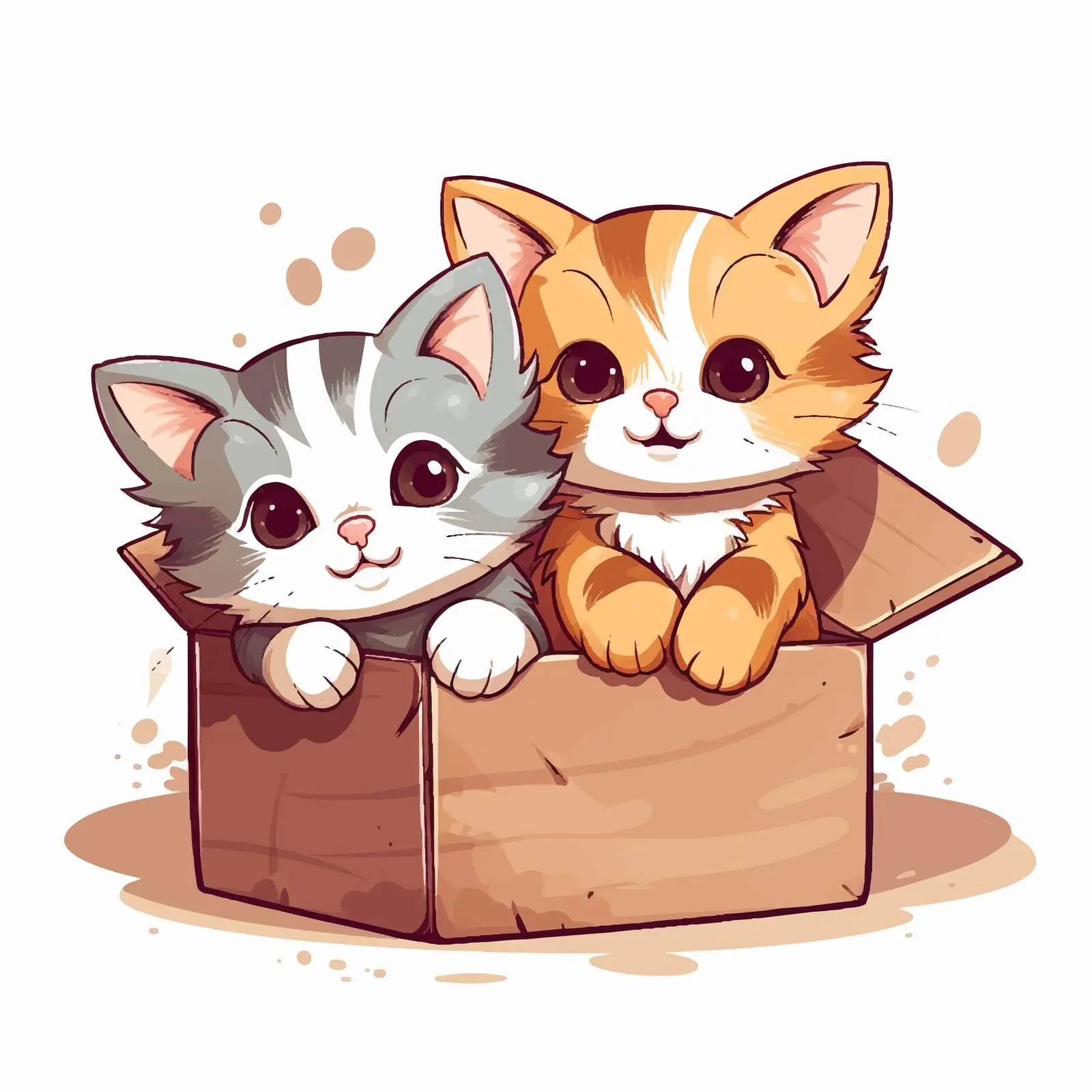 Adorable Cats Playing in Cardboard Box Illustration — free download from Dotvec