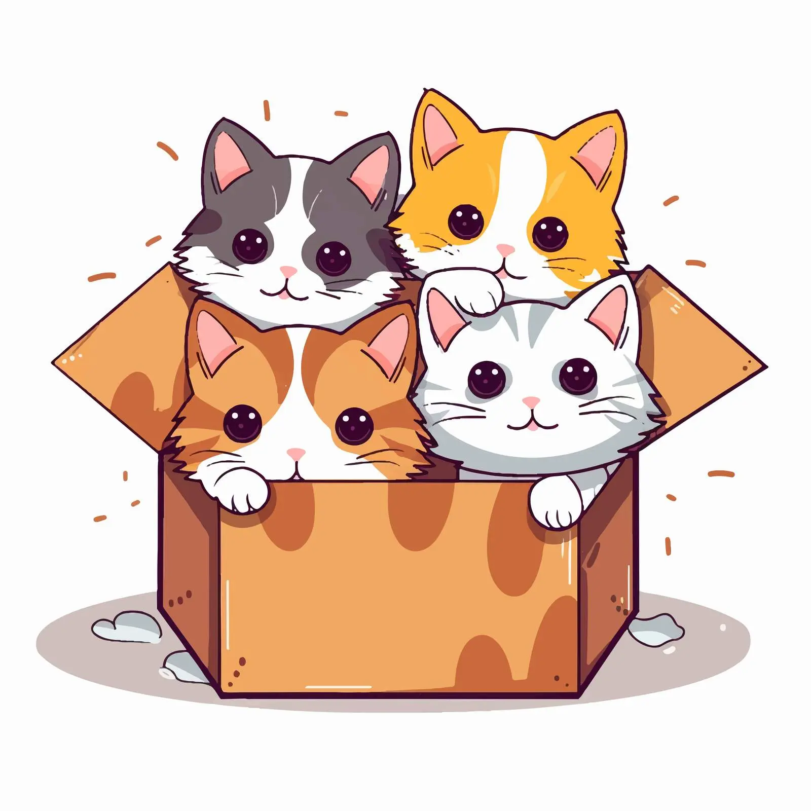 Adorable Cats Playing in Cardboard Box Vector — free download from Dotvec