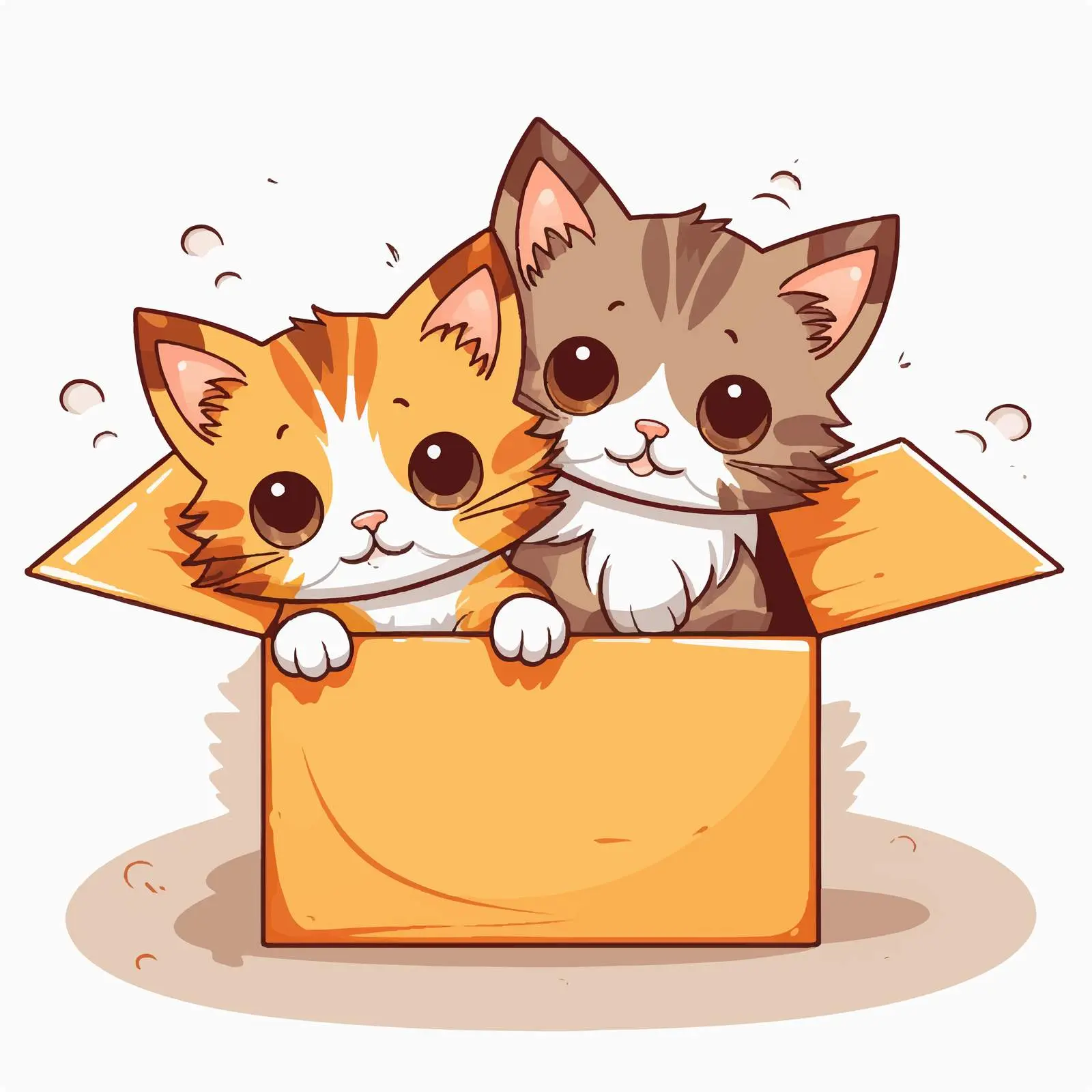 Cute Cats in Cardboard Box Illustration — free download from Dotvec