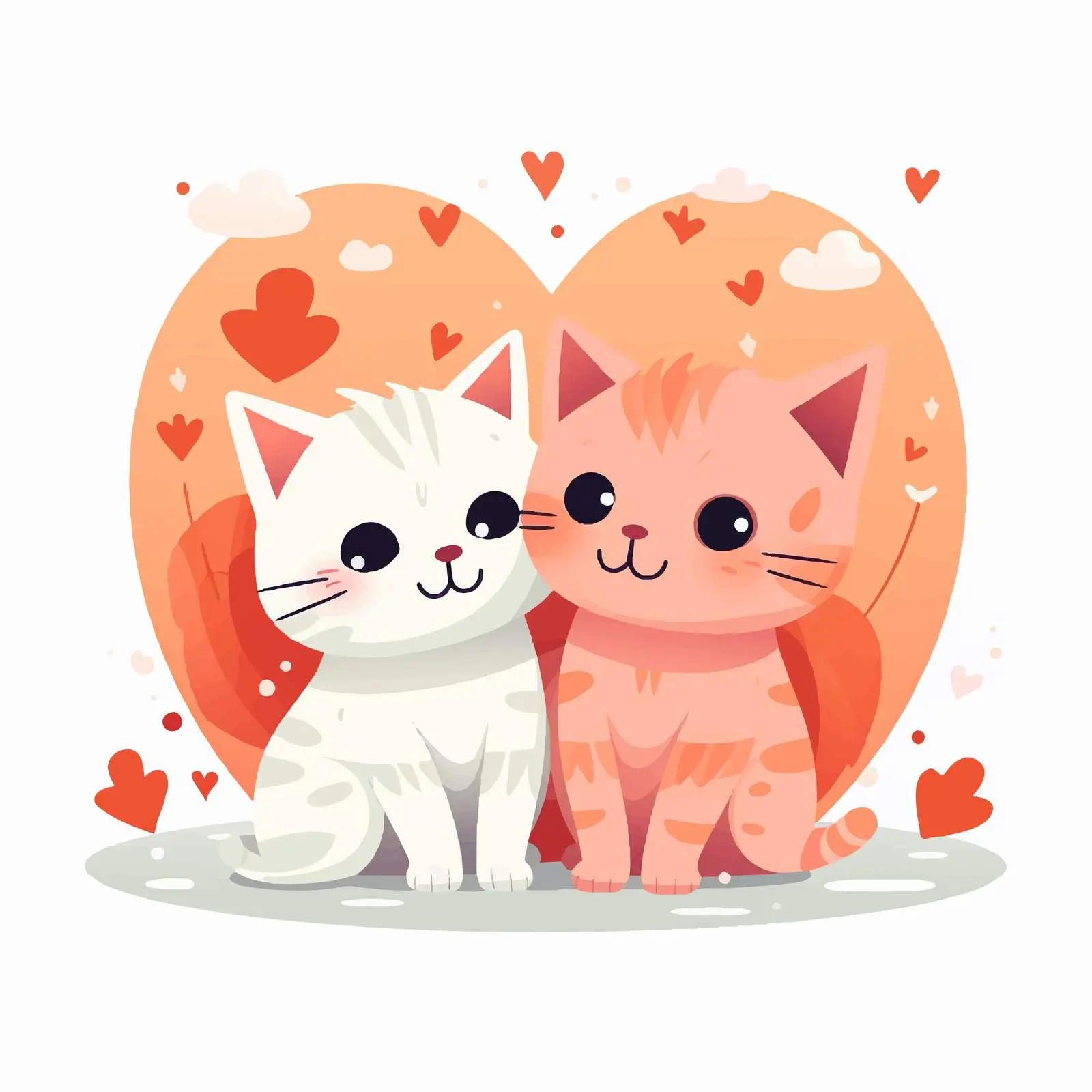 Adorable Cute Cats Love Couple Vectors — free download from Dotvec