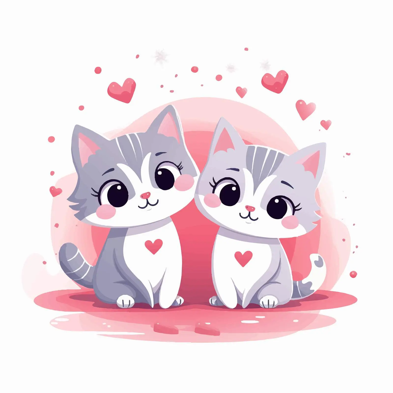 Adorable Cats Couple in Love Vector Art – free playful cats image from Dotvec