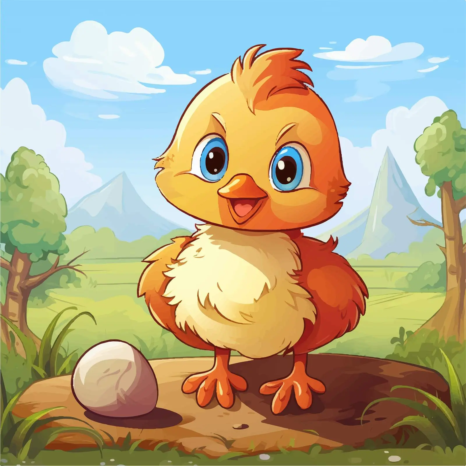 Cute Chicken Laying Eggs Vector Illustration — free download from Dotvec