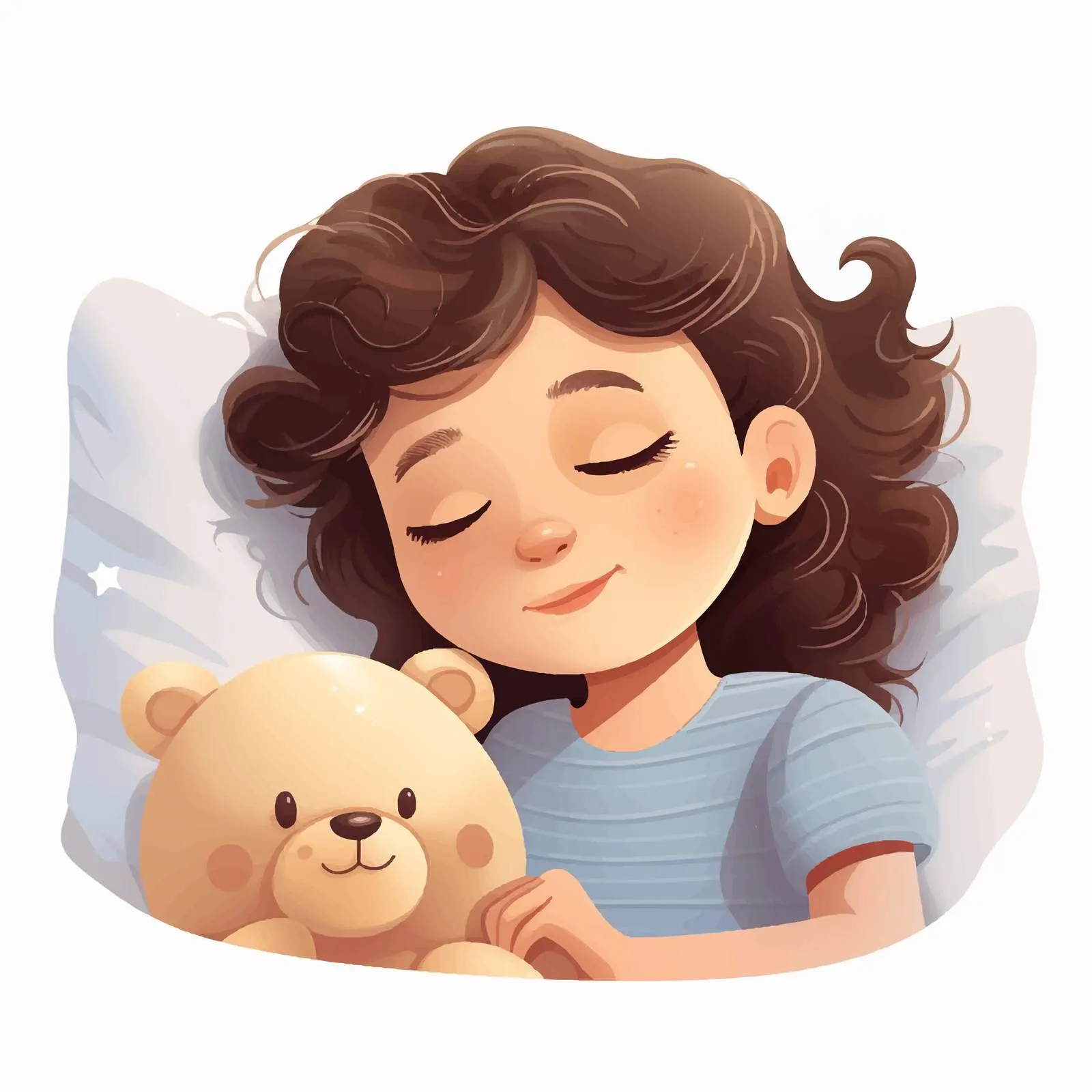 Cute Child Sleeping with Plush Toy in Bed — free download from Dotvec