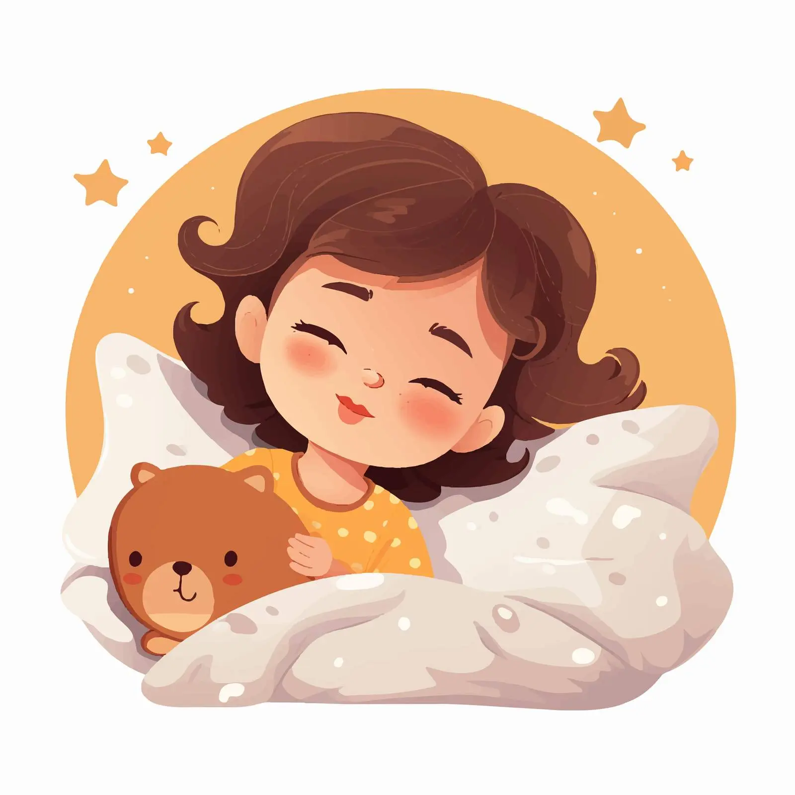 Cute Child Sleeping with Plush Toy in Bed — free download from Dotvec