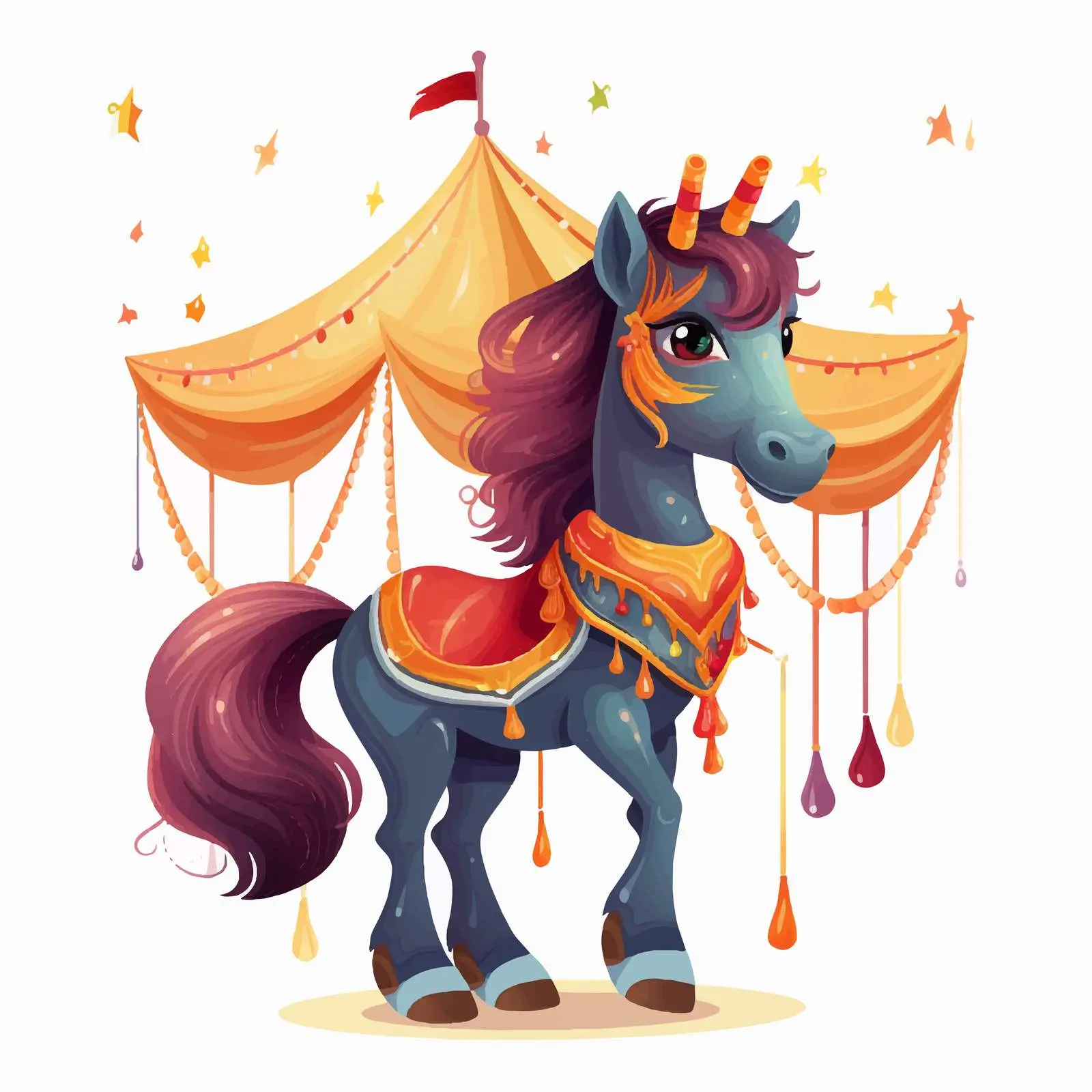 Decorative Circus Horse with Feathers and Cloth — free download from Dotvec