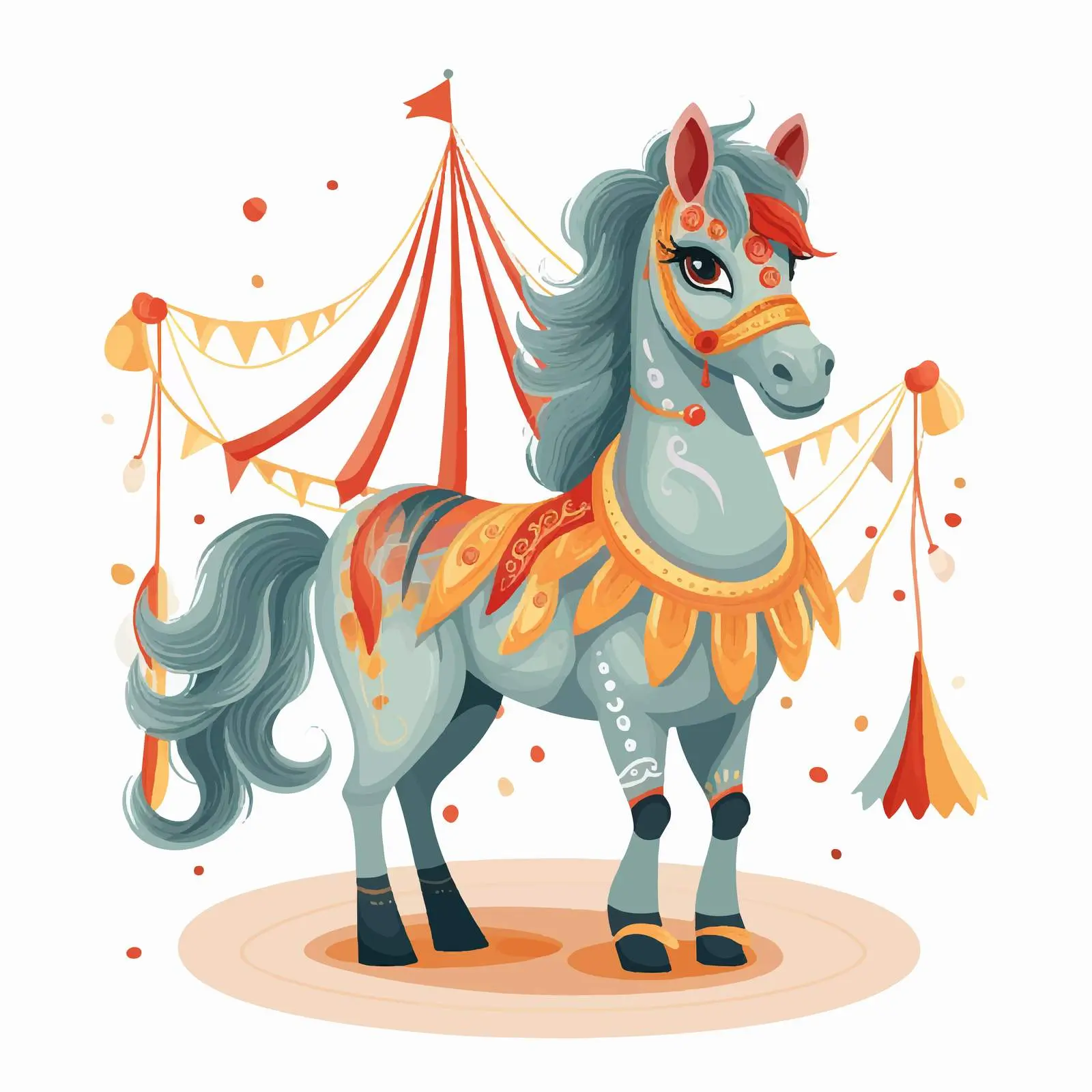 Decorative Circus Horse with Feathers and Cloth — free download from Dotvec