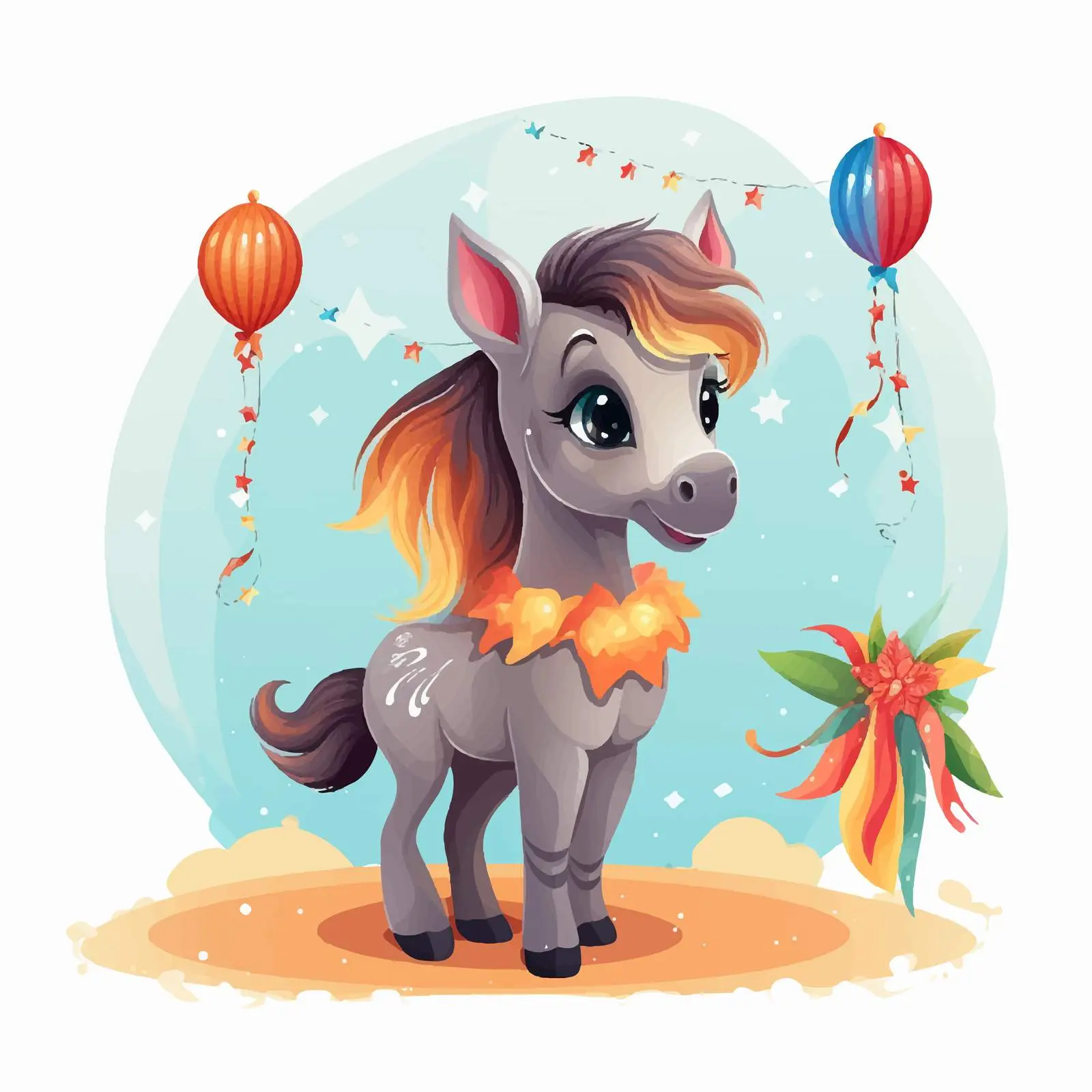 Decorative Circus Horse with Feather and Cloth – free parade image from Dotvec