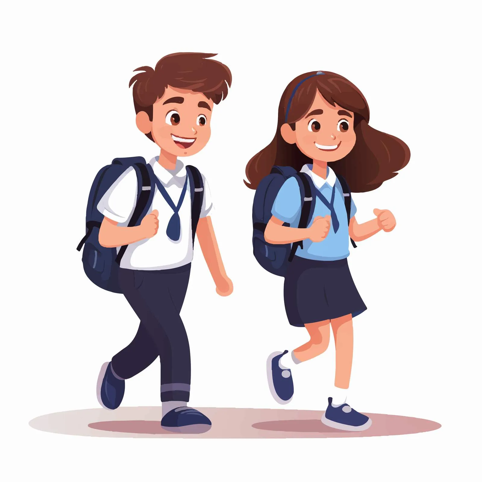 Cute Classmates Hurrying to Primary School Together — free download from Dotvec