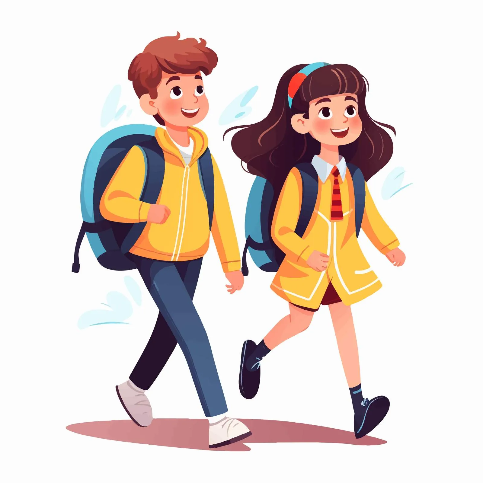 Cute Classmates Head to Primary School Together – free friend group image from Dotvec