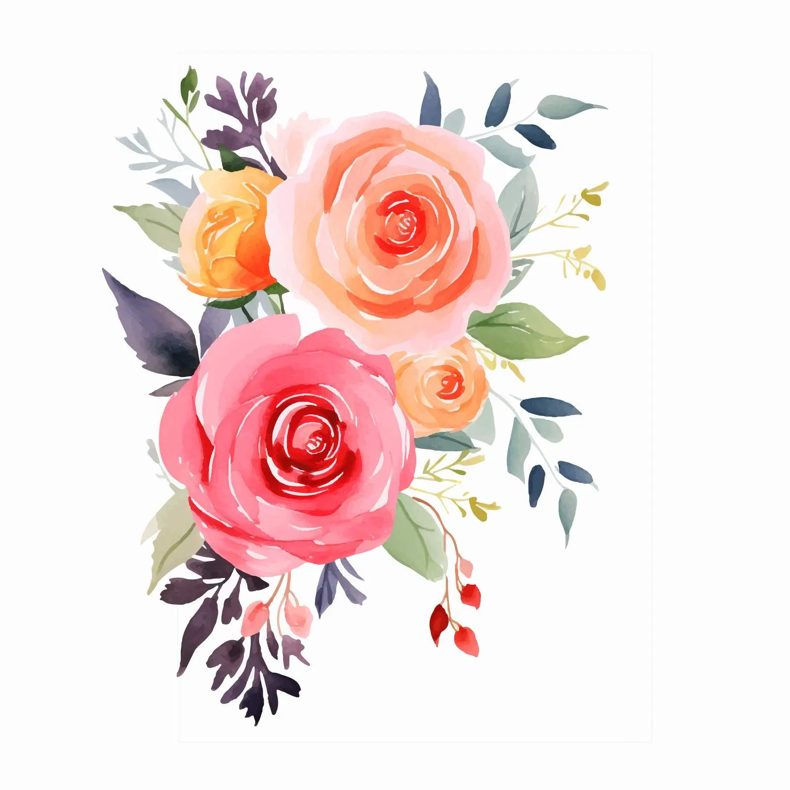 Watercolor Rose Invitation Greeting Card Design — free download from Dotvec