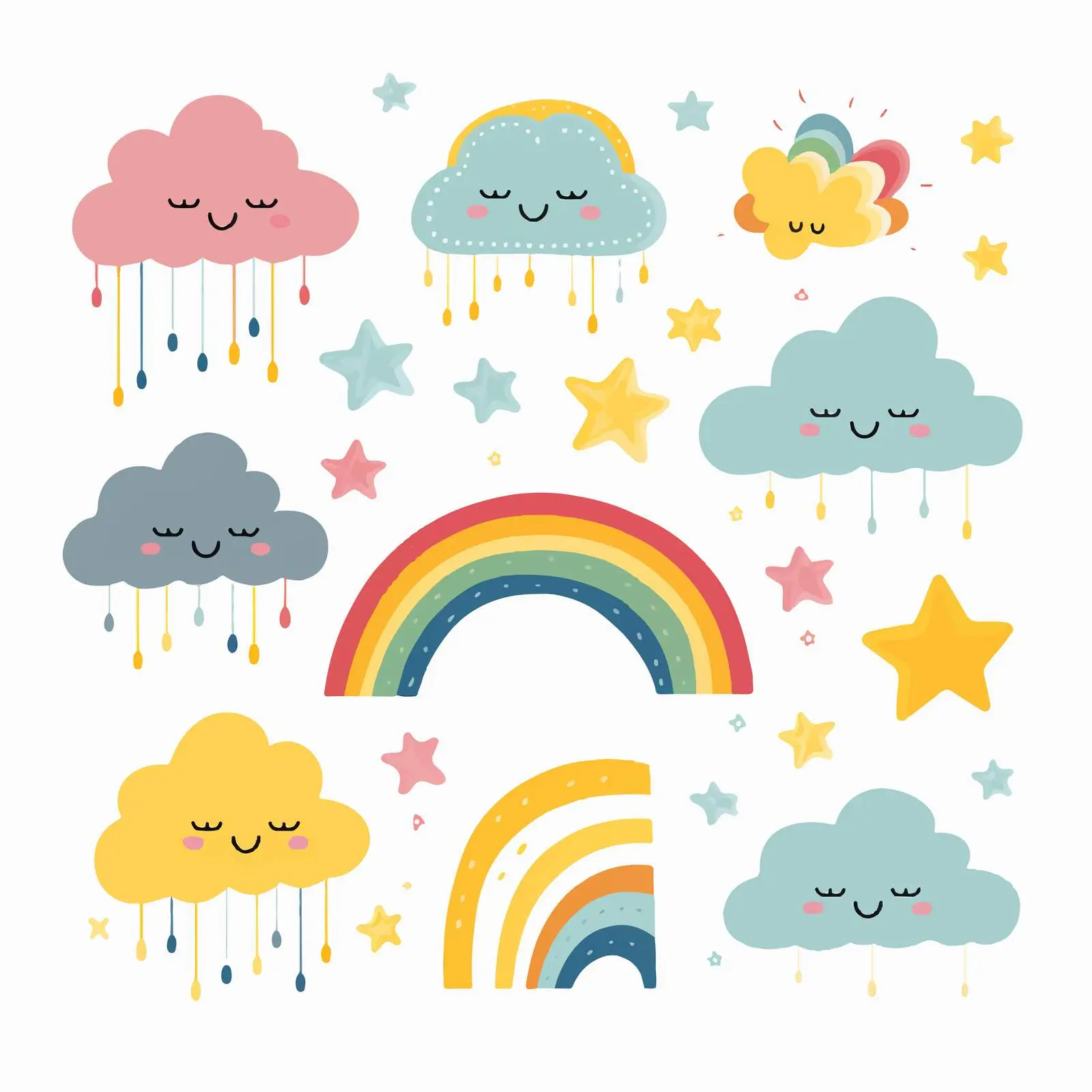 Cute Colorful Rainbow Vector Illustrations for Children — free download from Dotvec
