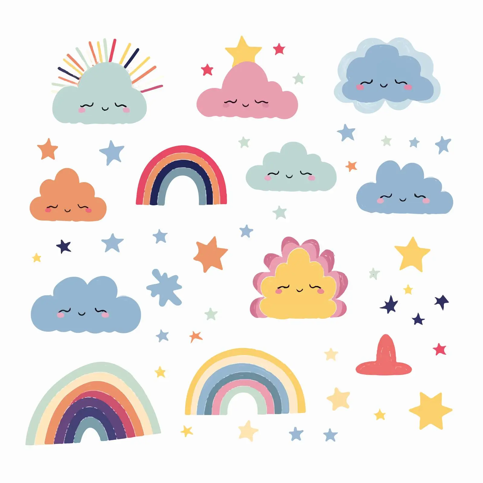 Cute Colorful Rainbows Vector Set — free download from Dotvec