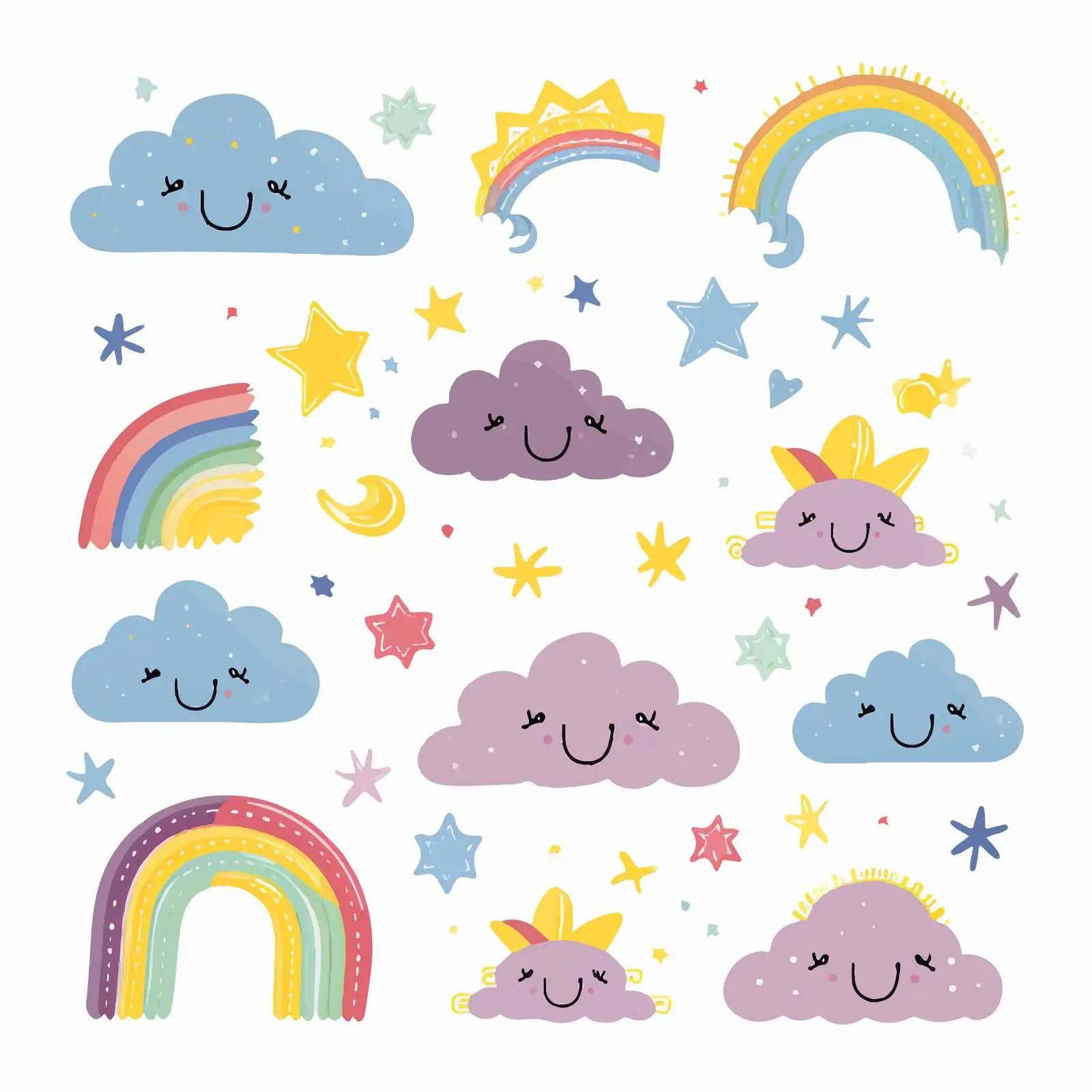 Colorful Rainbow Vector Illustrations for Kids — free download from Dotvec