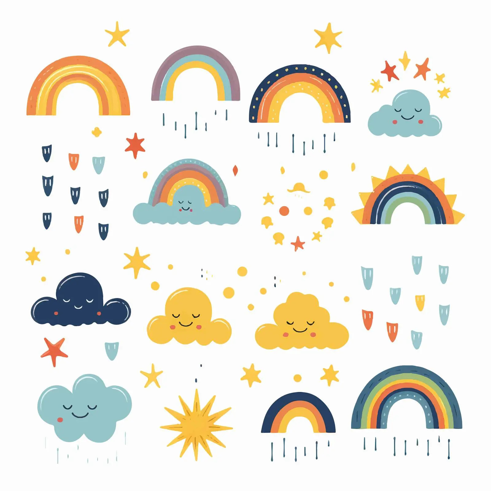 Cute Colorful Rainbows Set for Kids — free download from Dotvec