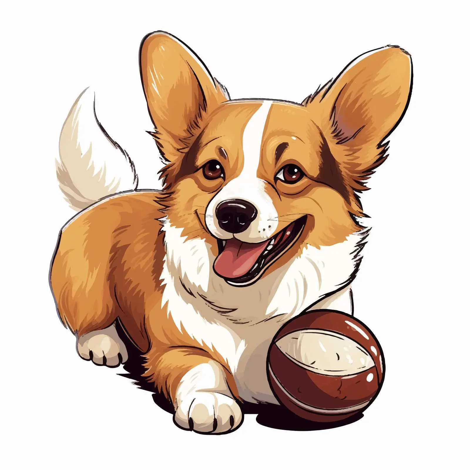 Corgi Dog with Rugby Ball Portrait — free download from Dotvec