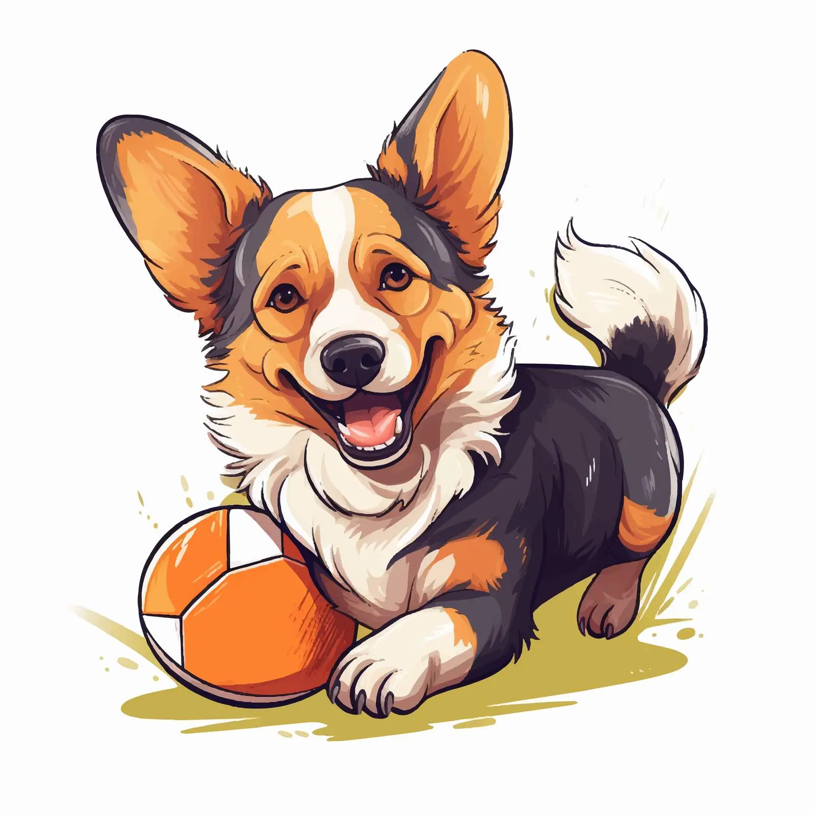 Cute Corgi Dog With Rugby Ball Portrait — free download from Dotvec